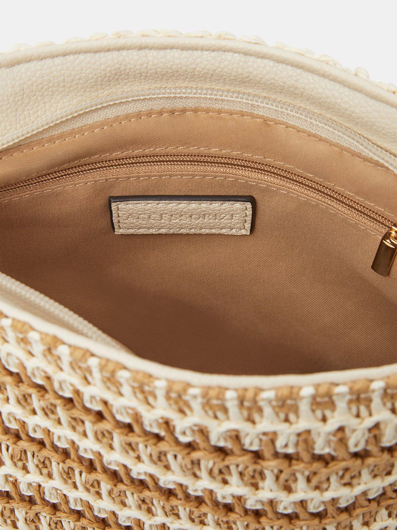  image of accessorize-stripe-raffia-crossbody-bag