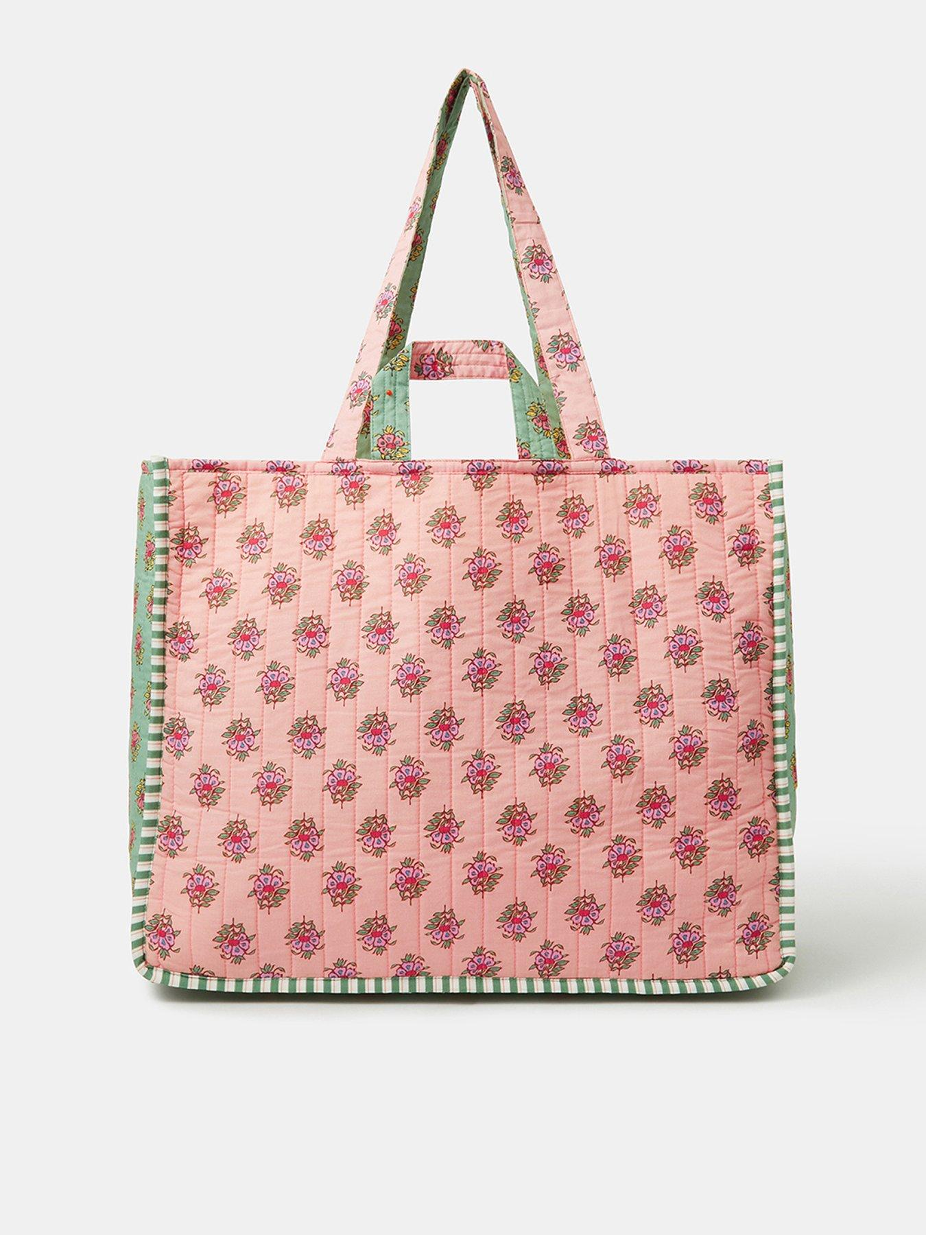 Accessorize Floral Block Print Quilted Shopper Bag