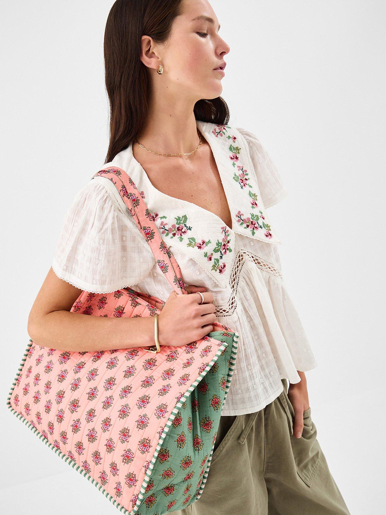  image of accessorize-floral-block-print-quilted-shopper-bag