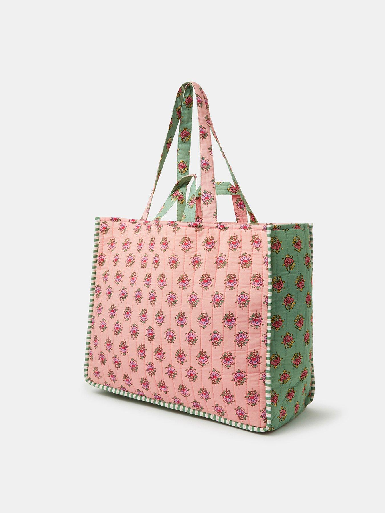  image of accessorize-floral-block-print-quilted-shopper-bag