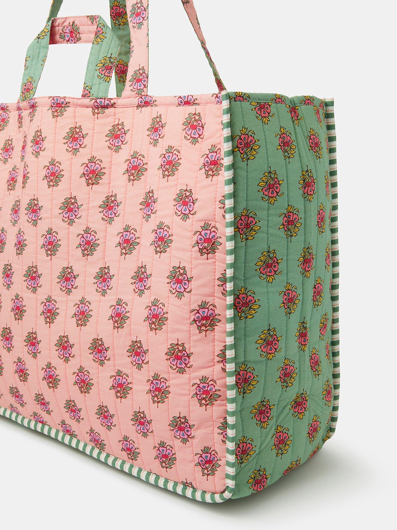  image of accessorize-floral-block-print-quilted-shopper-bag