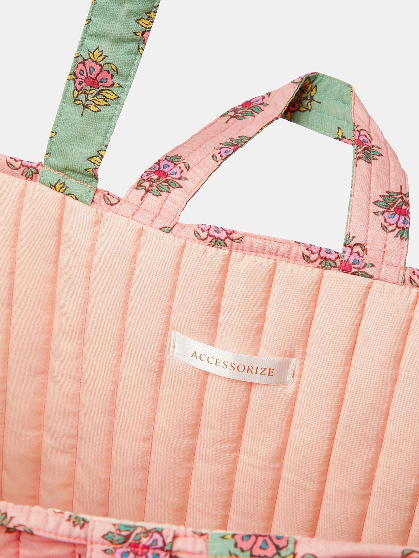  image of accessorize-floral-block-print-quilted-shopper-bag