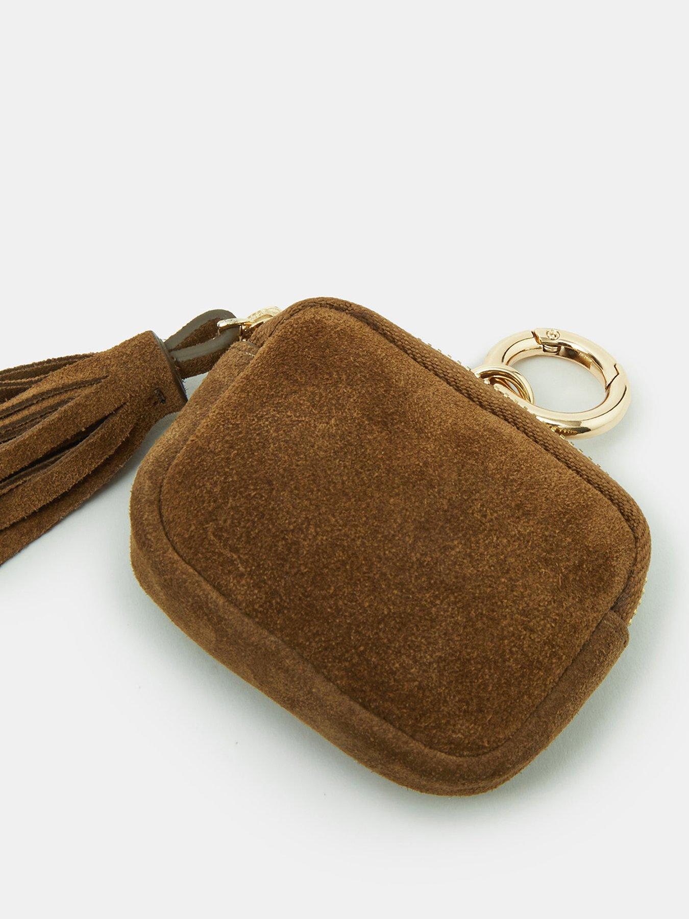 back image of accessorize-tassel-suede-airpod-case-keyring