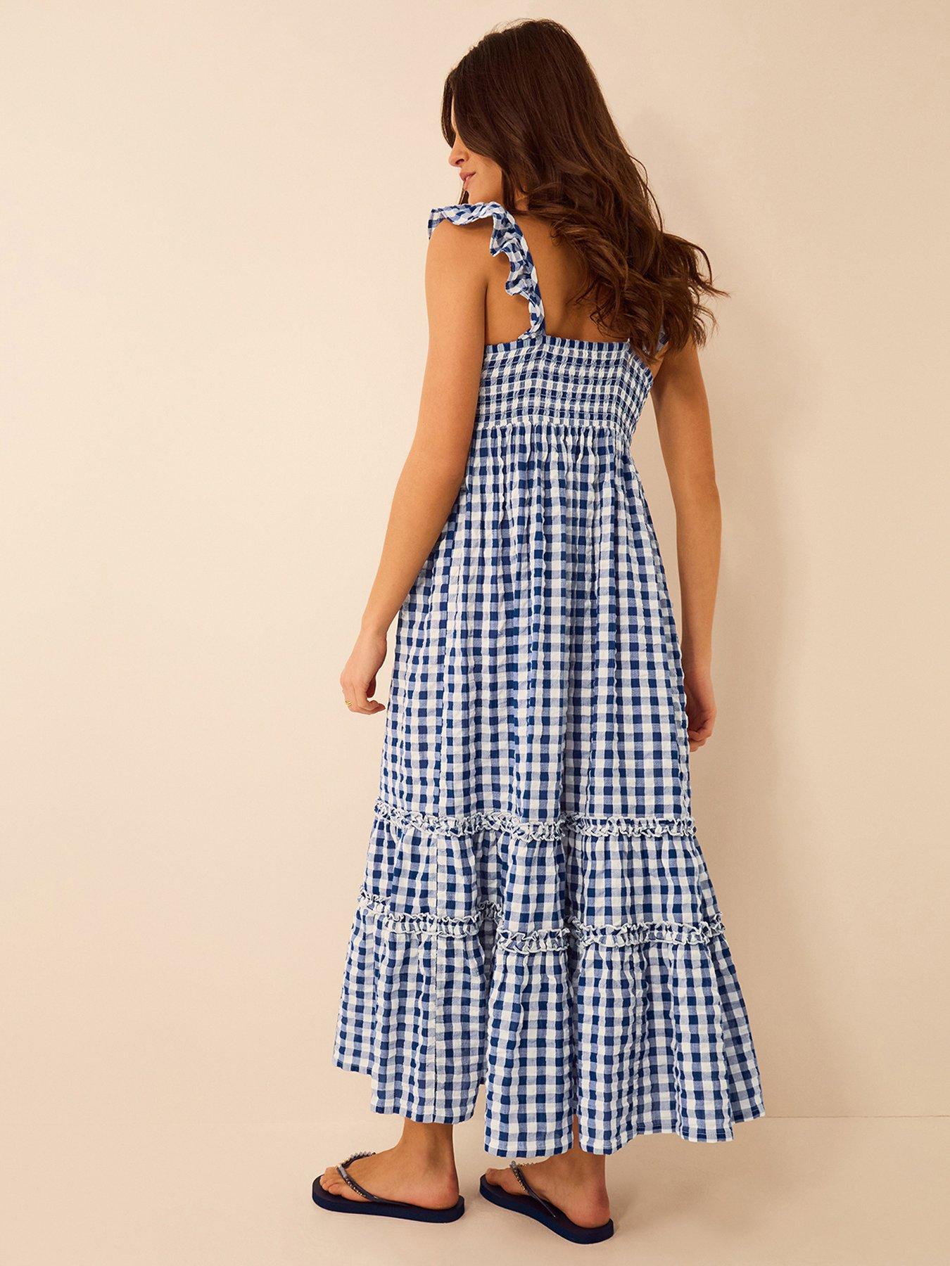 Image 2 of 5 of Accessorize Gingham Print Ruffle Midi Dress