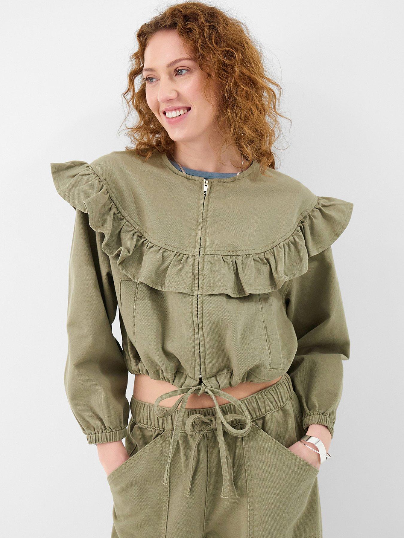 front image of accessorize-ruffle-denim-jacket
