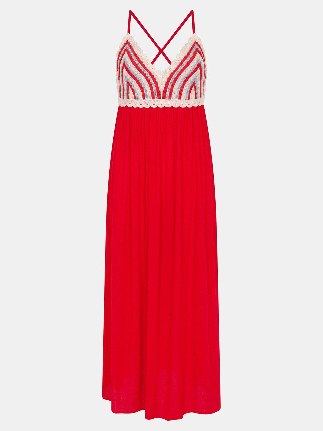  image of accessorize-stripe-crochet-midi-dress