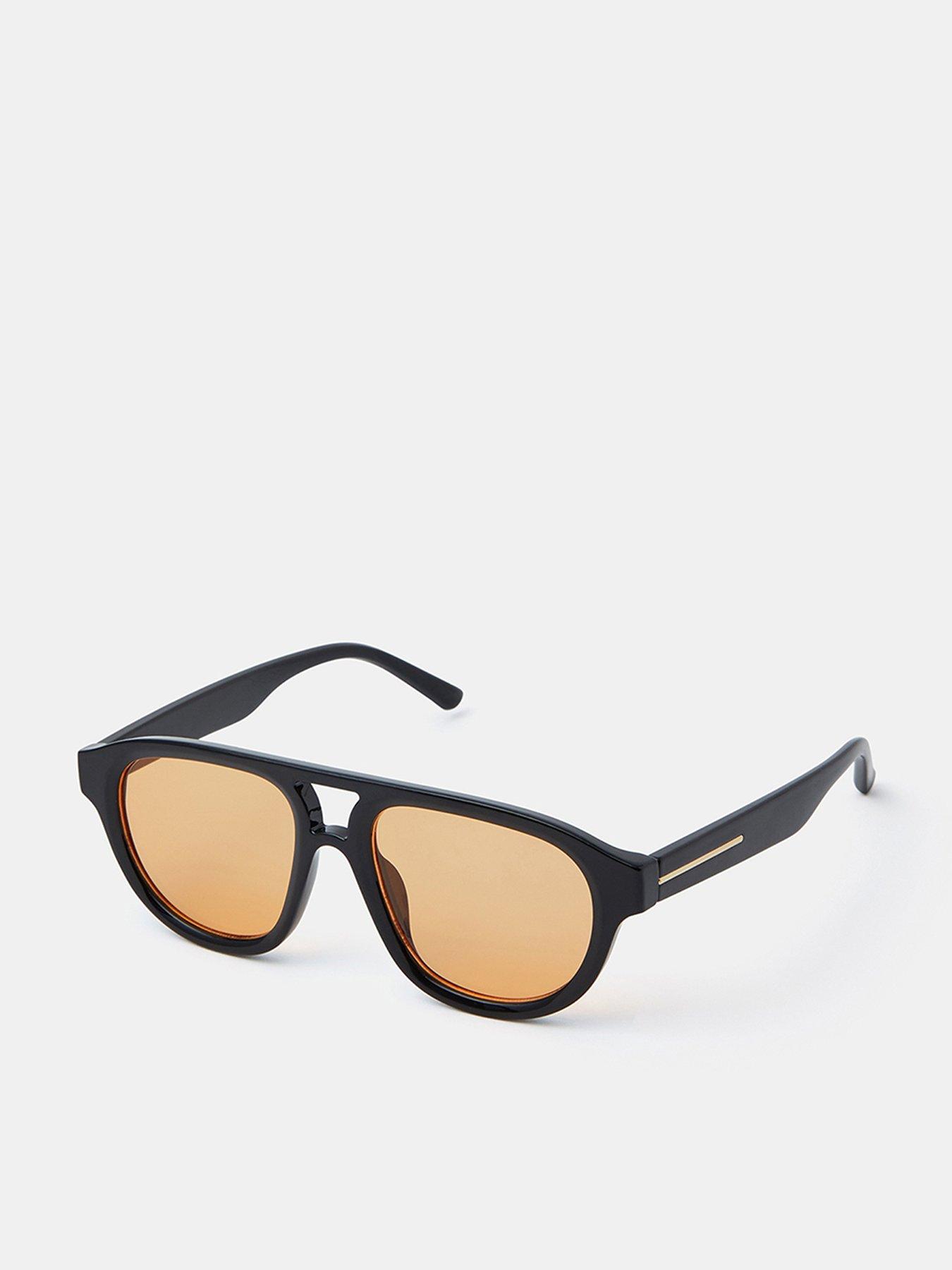  image of accessorize-orange-tinted-aviator-sunglasses