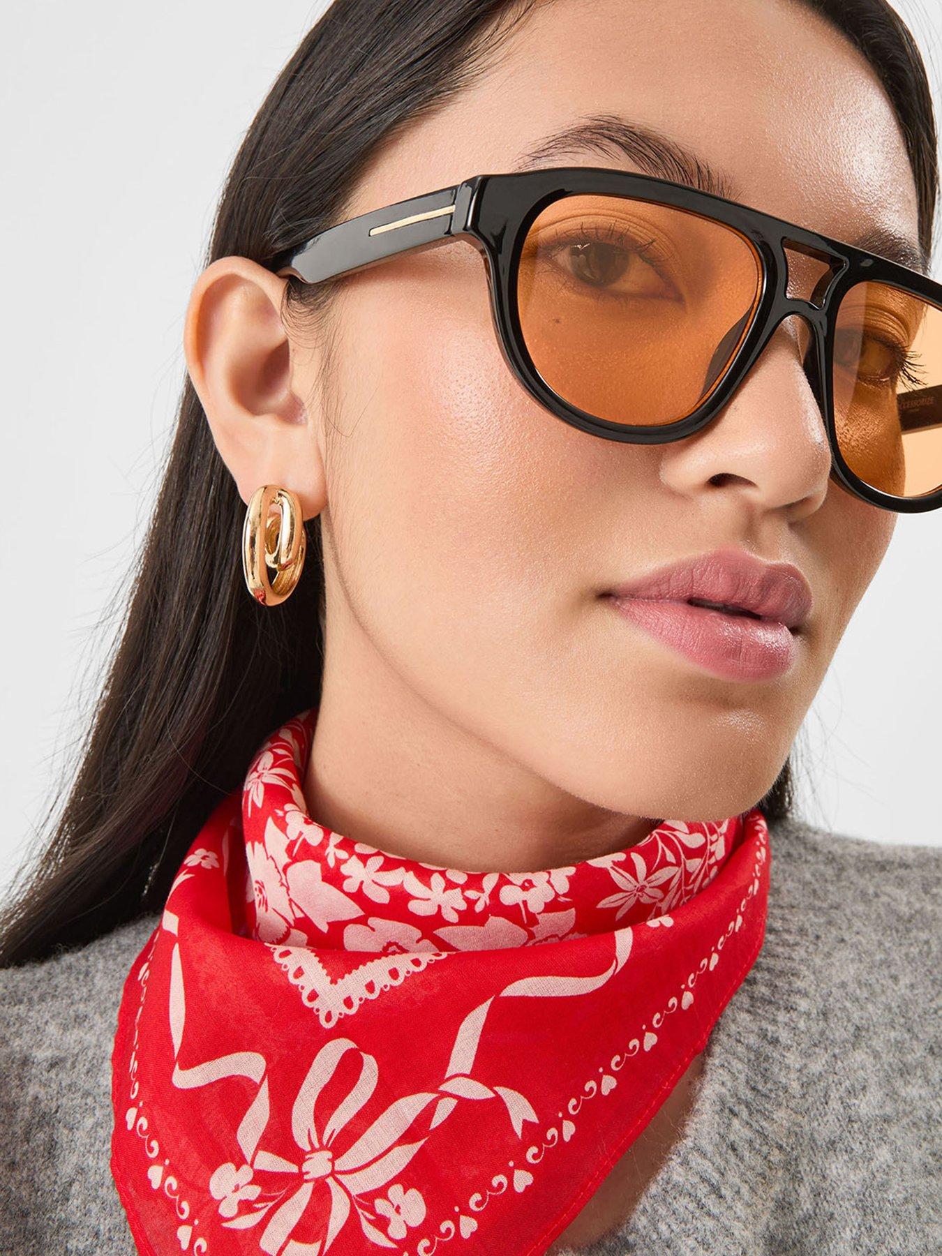  image of accessorize-orange-tinted-aviator-sunglasses