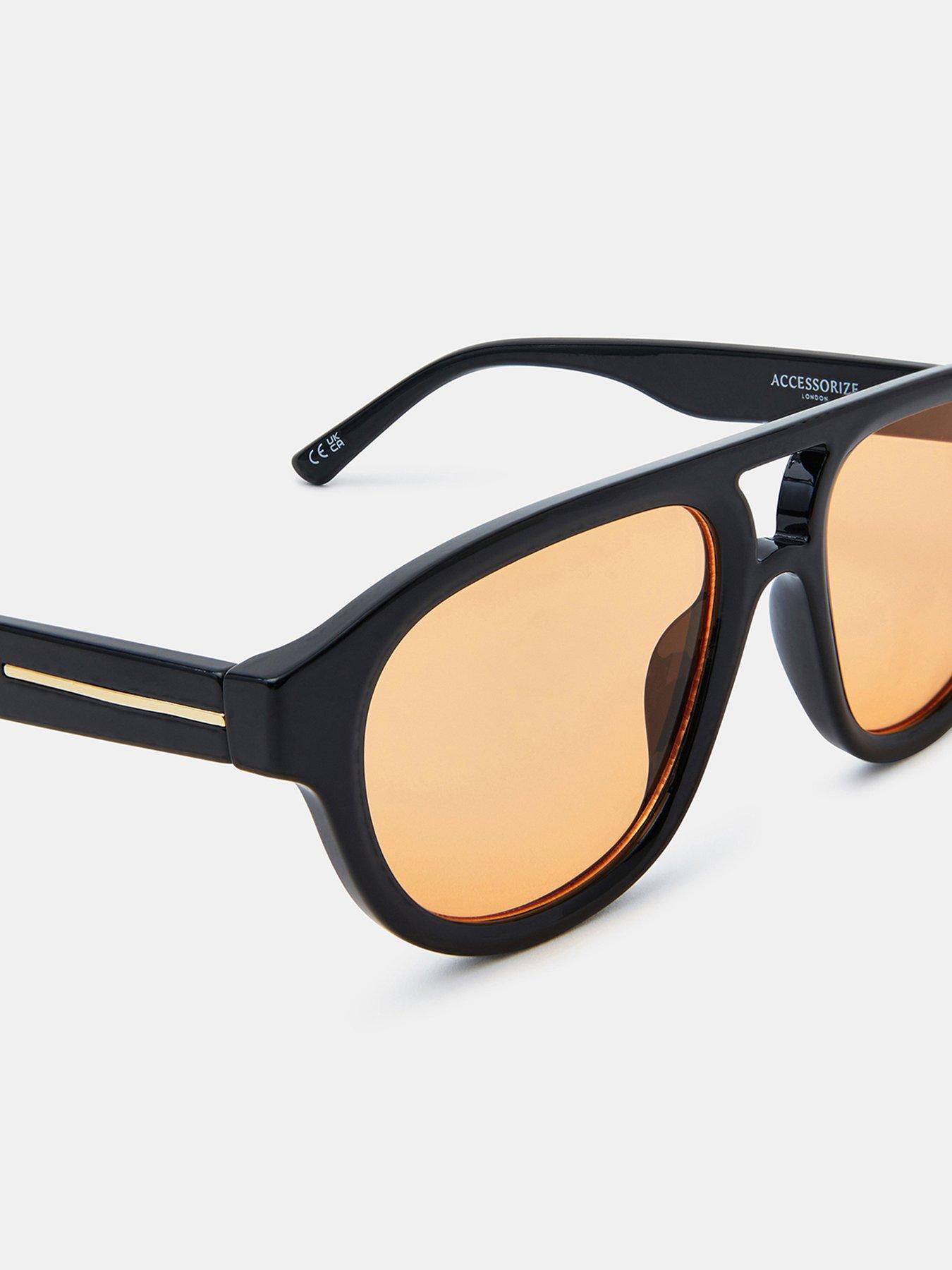  image of accessorize-orange-tinted-aviator-sunglasses