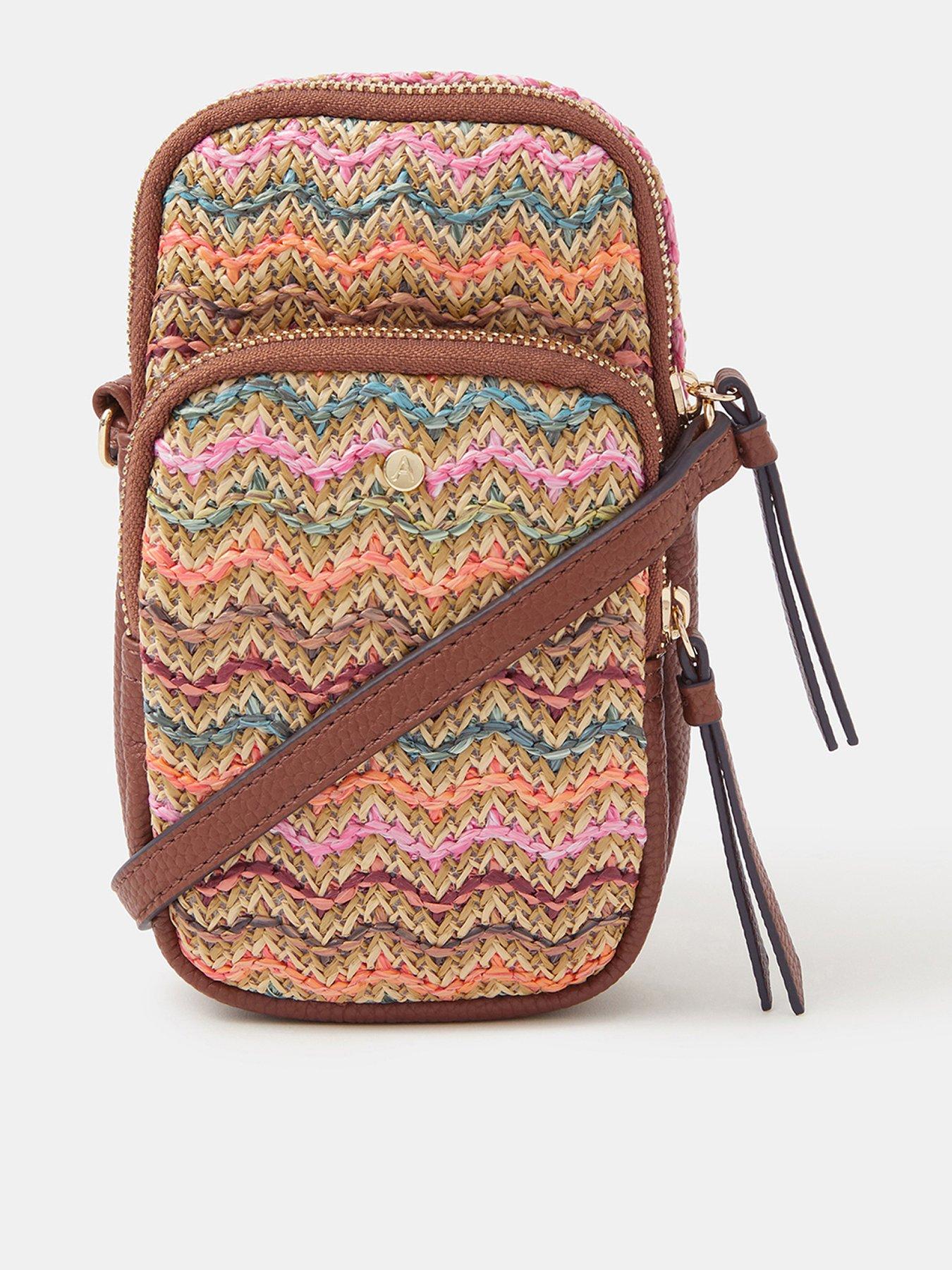 Accessorize Stripe Raffia Phone Bag