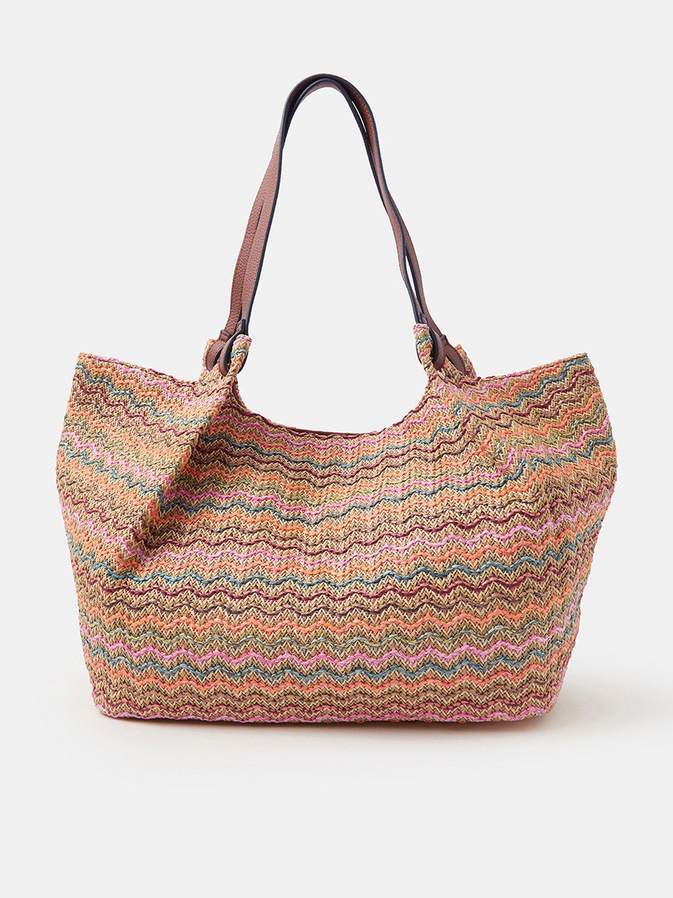 Accessorize Stripe Raffia Tote Bag