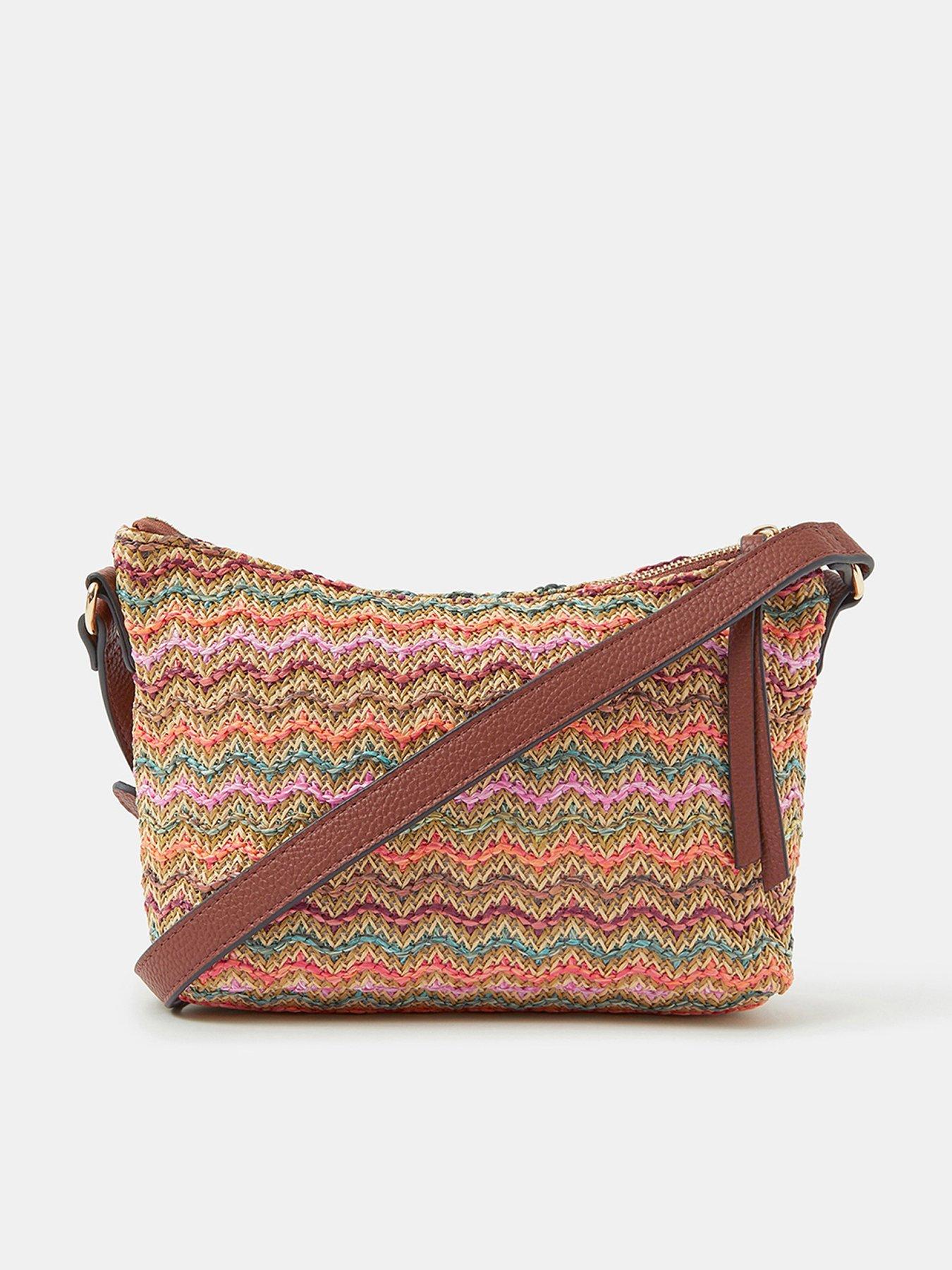 Accessorize Stripe Raffia Crossbody Bag