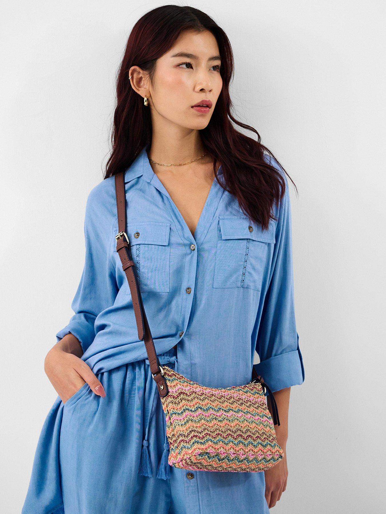Image 2 of 5 of Accessorize Stripe Raffia Crossbody Bag