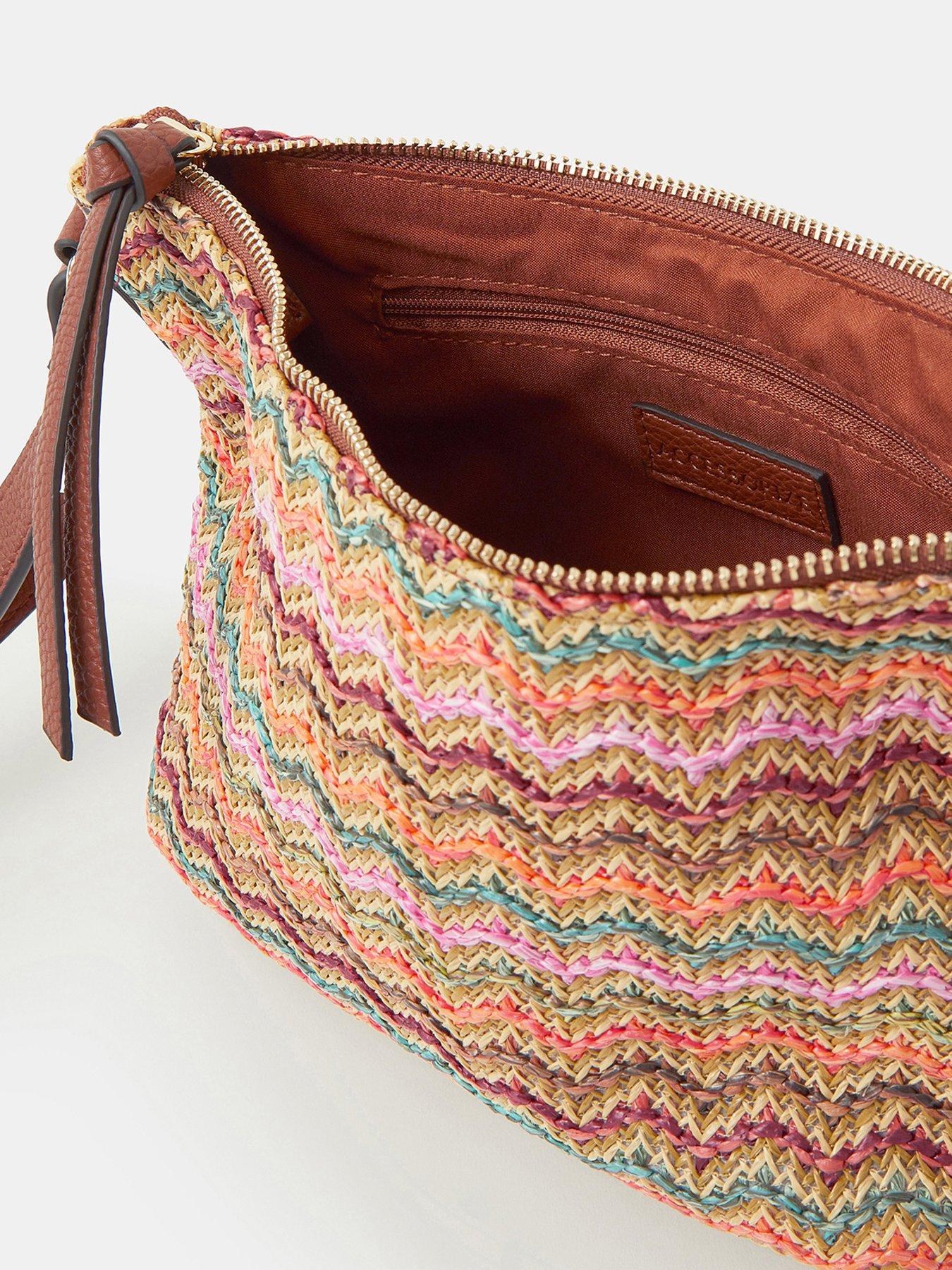 Image 4 of 5 of Accessorize Stripe Raffia Crossbody Bag