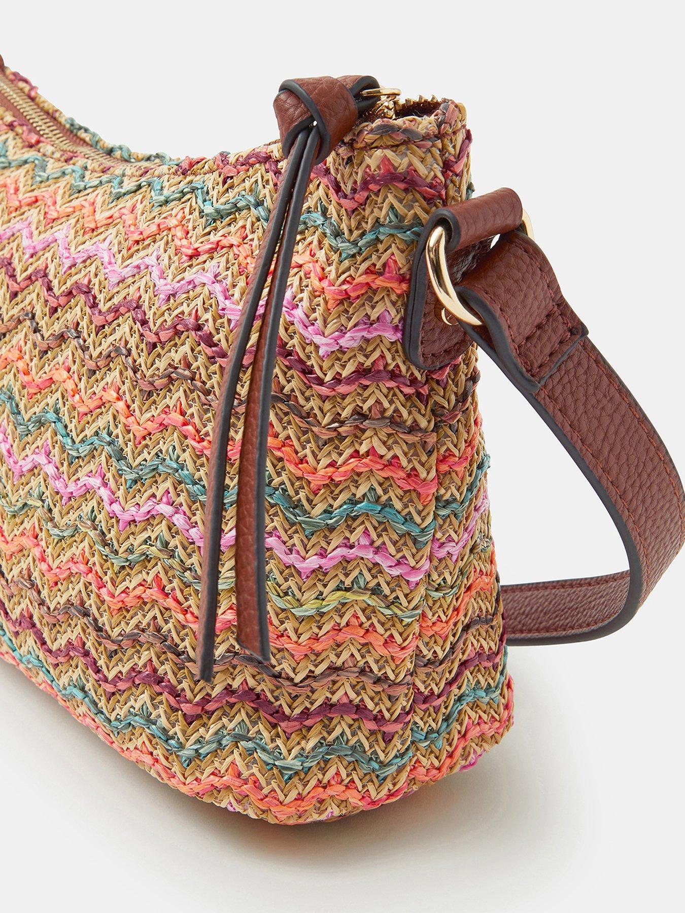 Image 5 of 5 of Accessorize Stripe Raffia Crossbody Bag