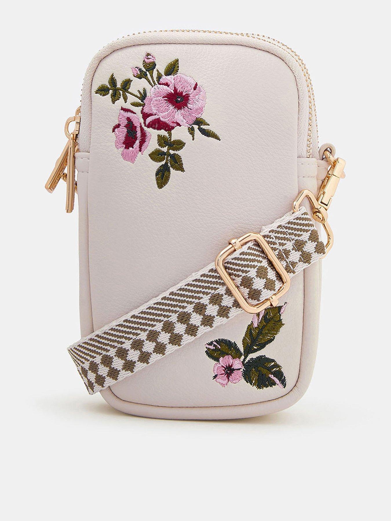 Accessorize Floral Embroidered Phone Bag