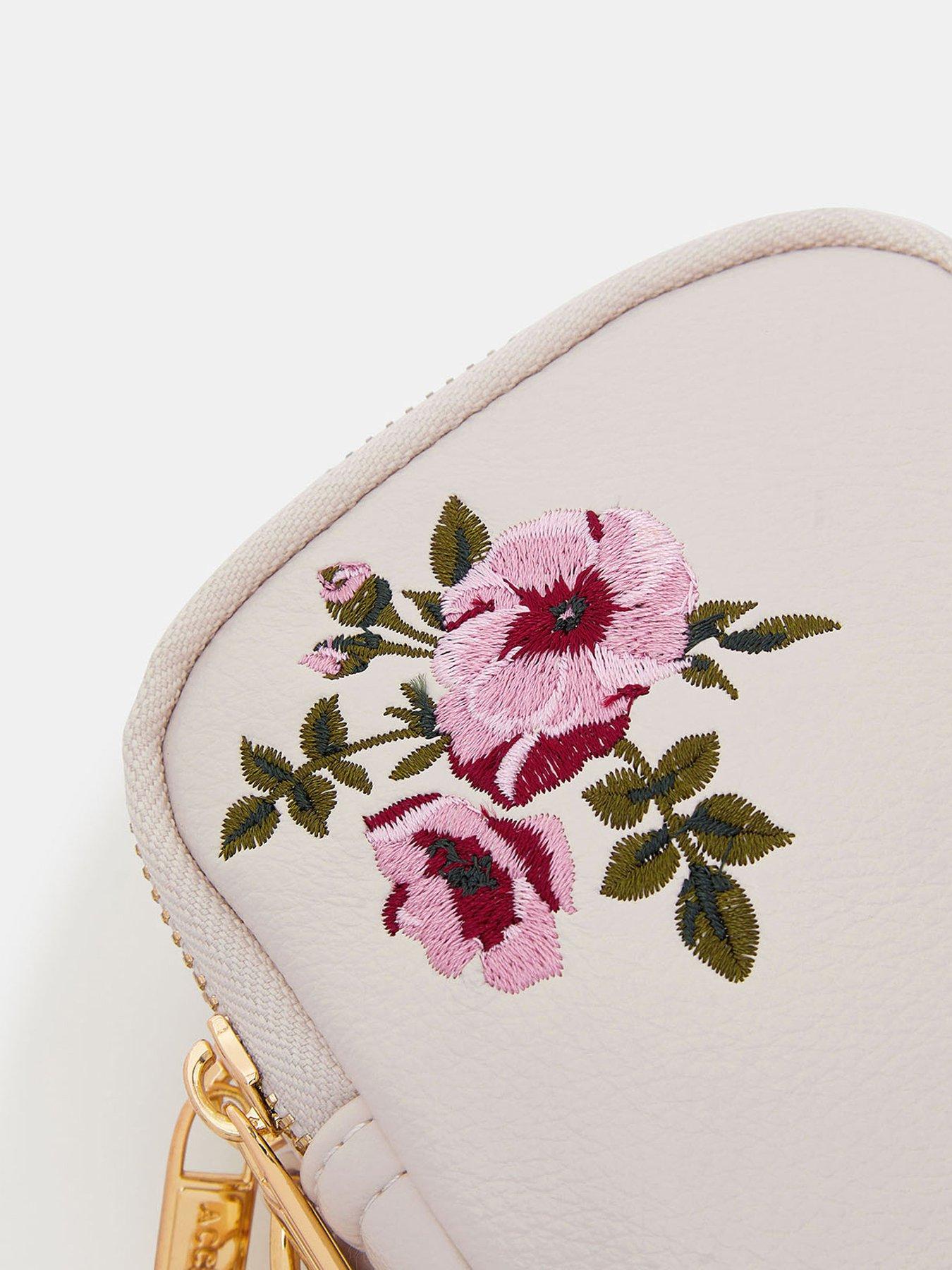  image of accessorize-floral-embroidered-phone-bag
