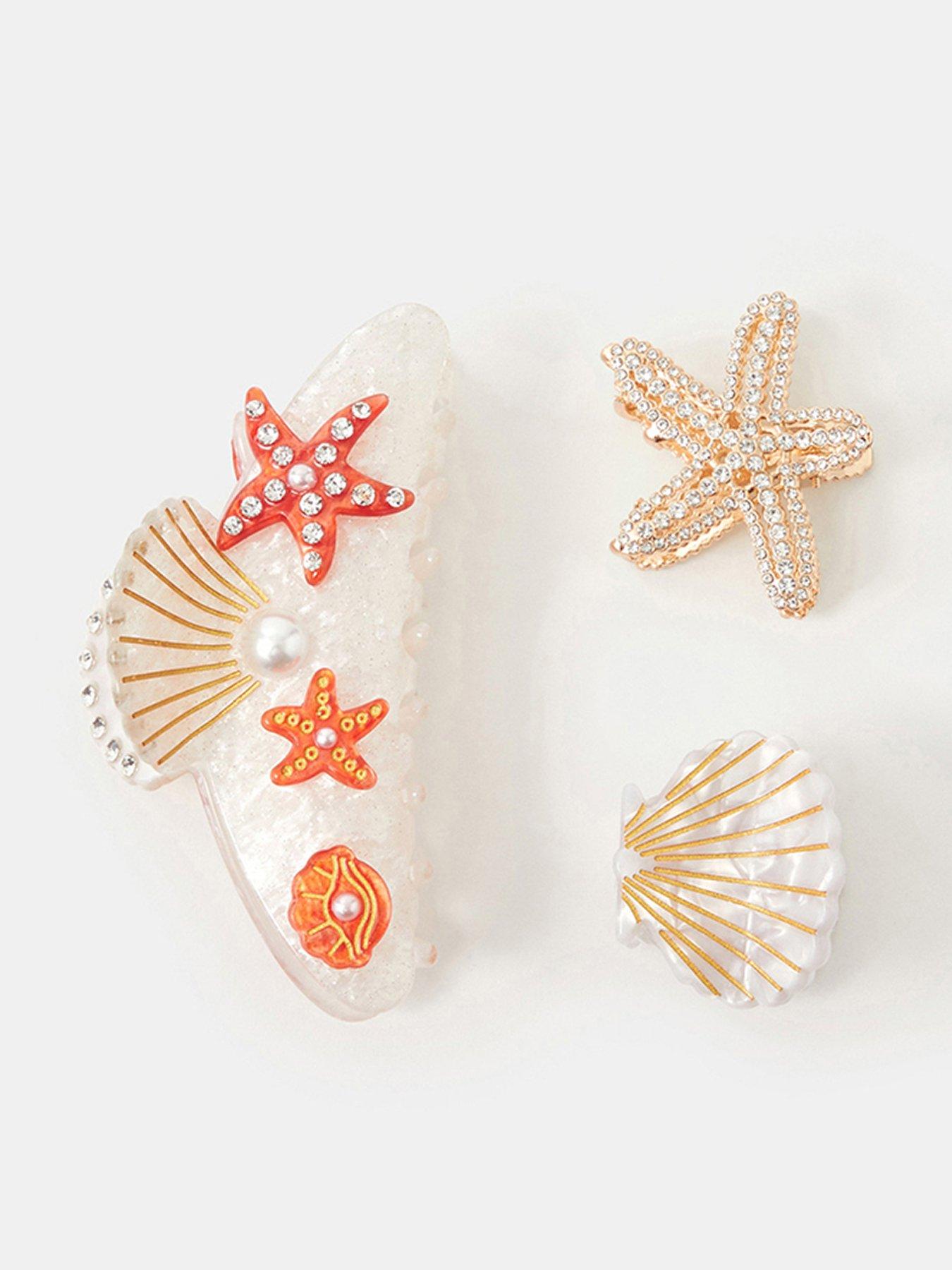 front image of accessorize-3-pack-starfish-amp-shell-claw-clips