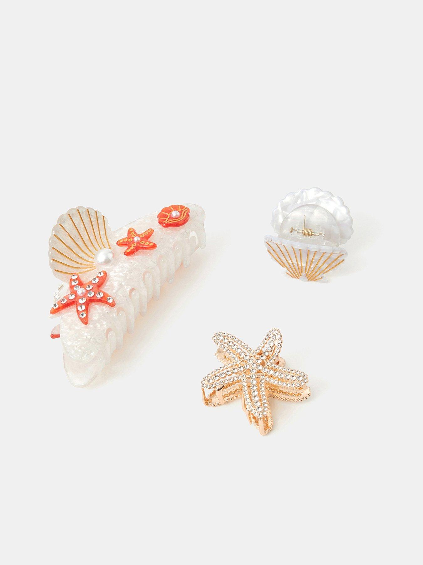  image of accessorize-3-pack-starfish-amp-shell-claw-clips