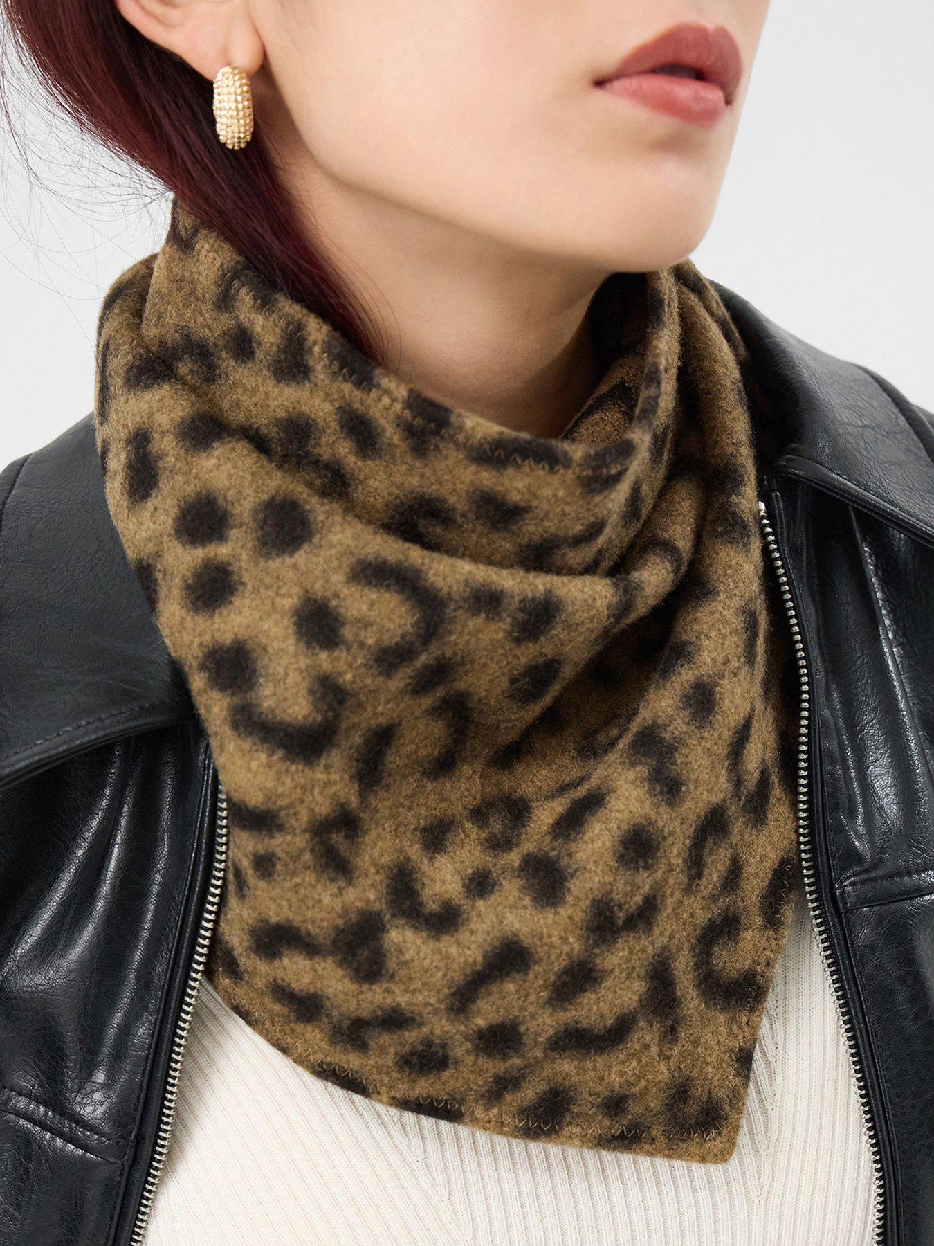  image of accessorize-leopard-print-triangle-scarf