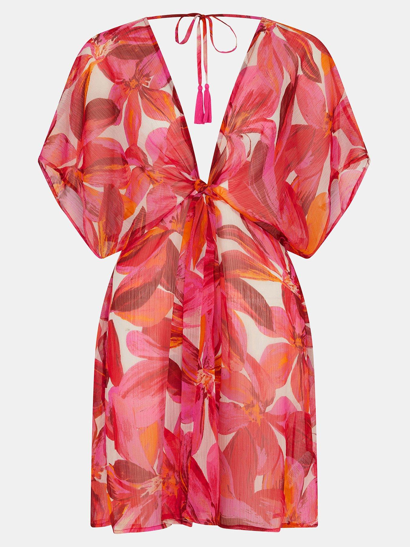 Image 3 of 5 of Accessorize Floral Chiffon Mini Kaftan