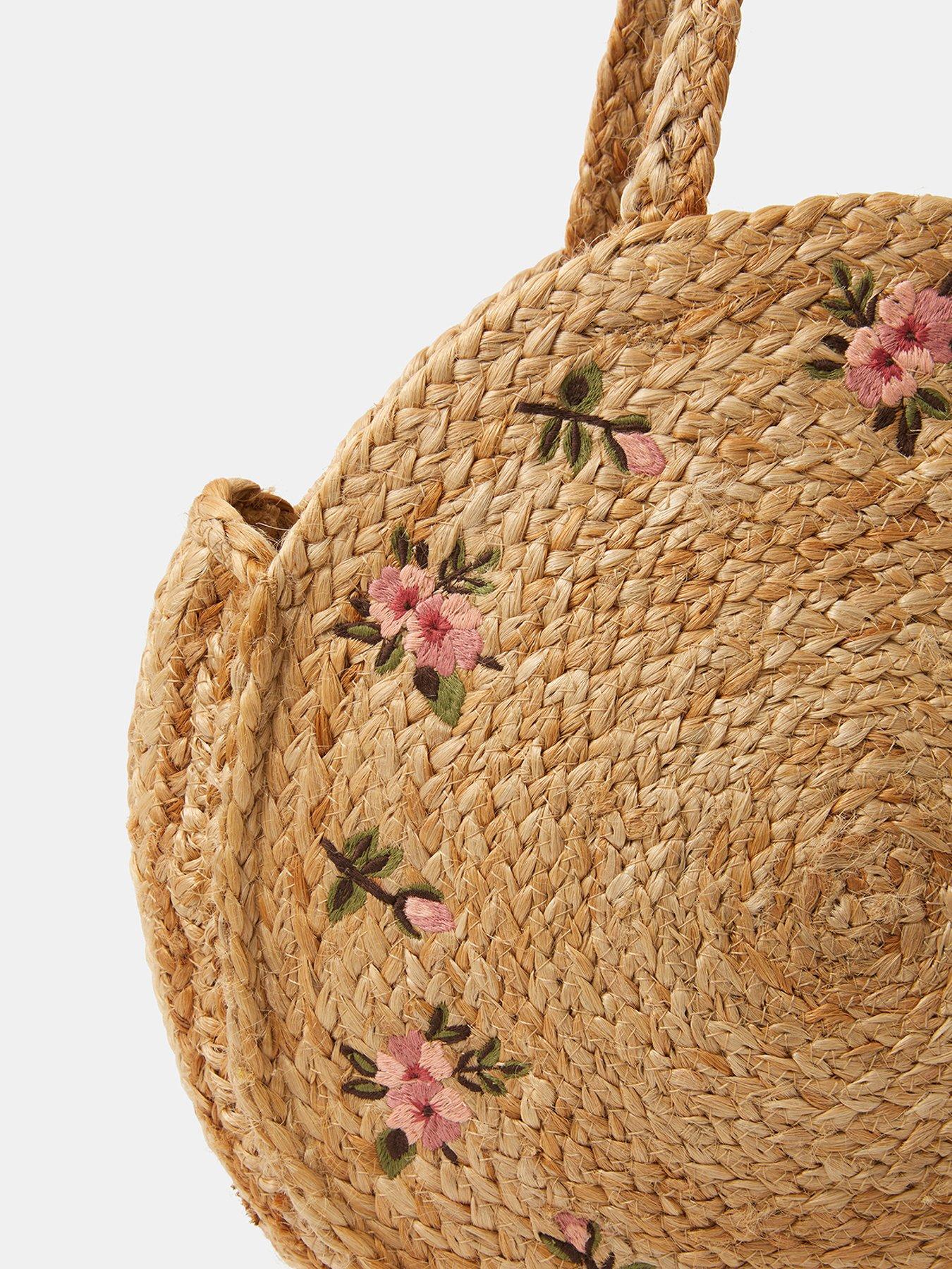 Image 4 of 4 of Accessorize Floral Embroidered Round Beach Bag