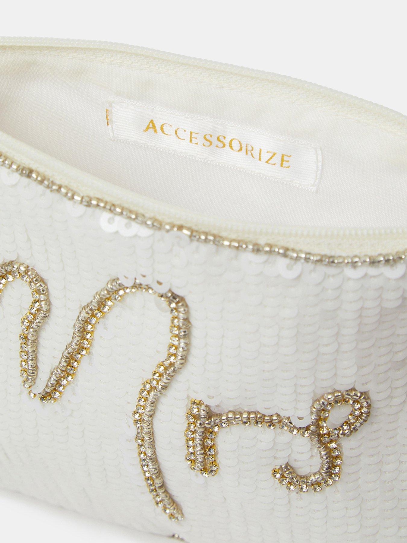 Image 4 of 4 of Accessorize Mrs Sequin Bridal Pouch