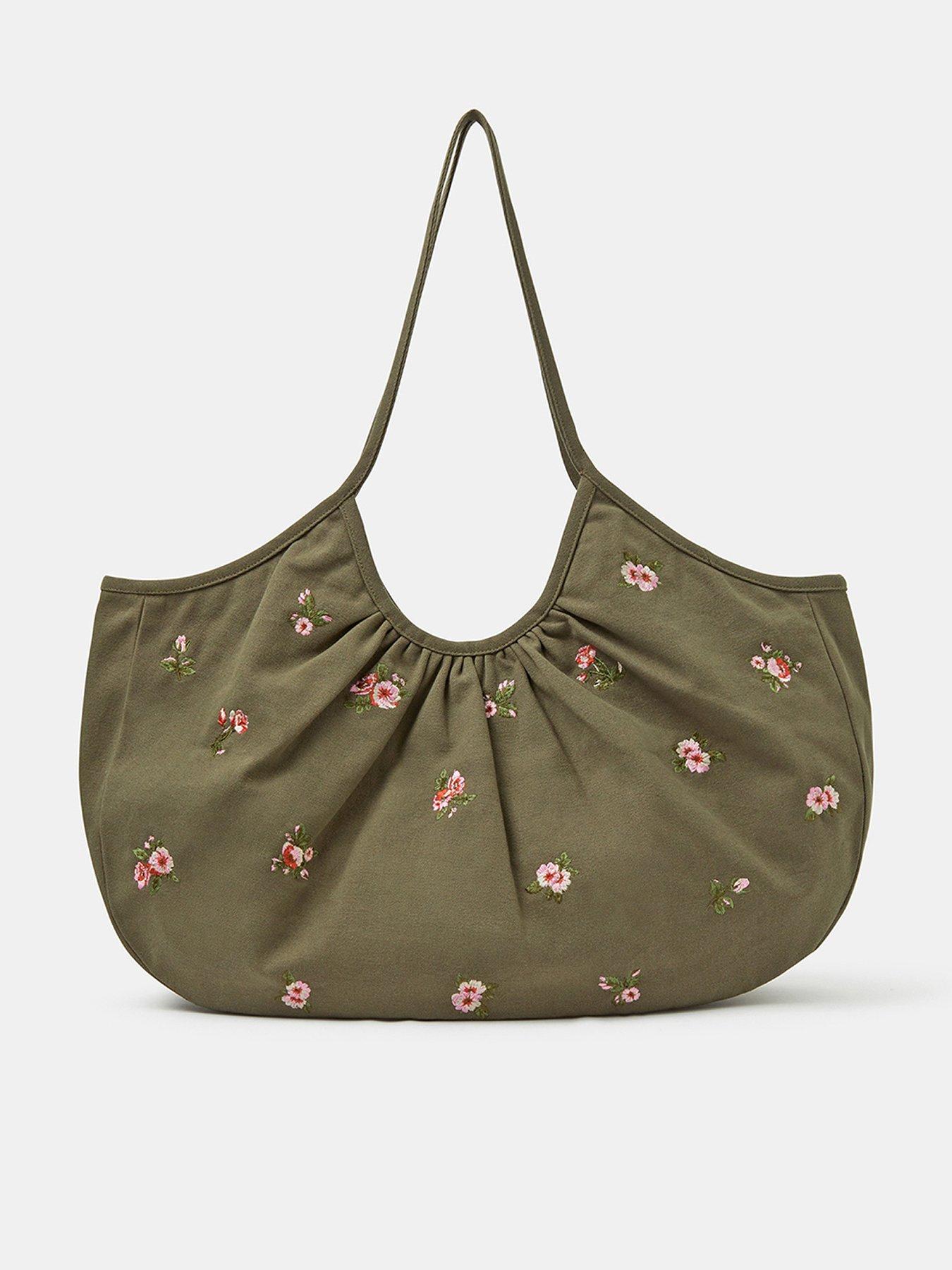 Accessorize Oversized Floral Embroidered Shoulder Bag