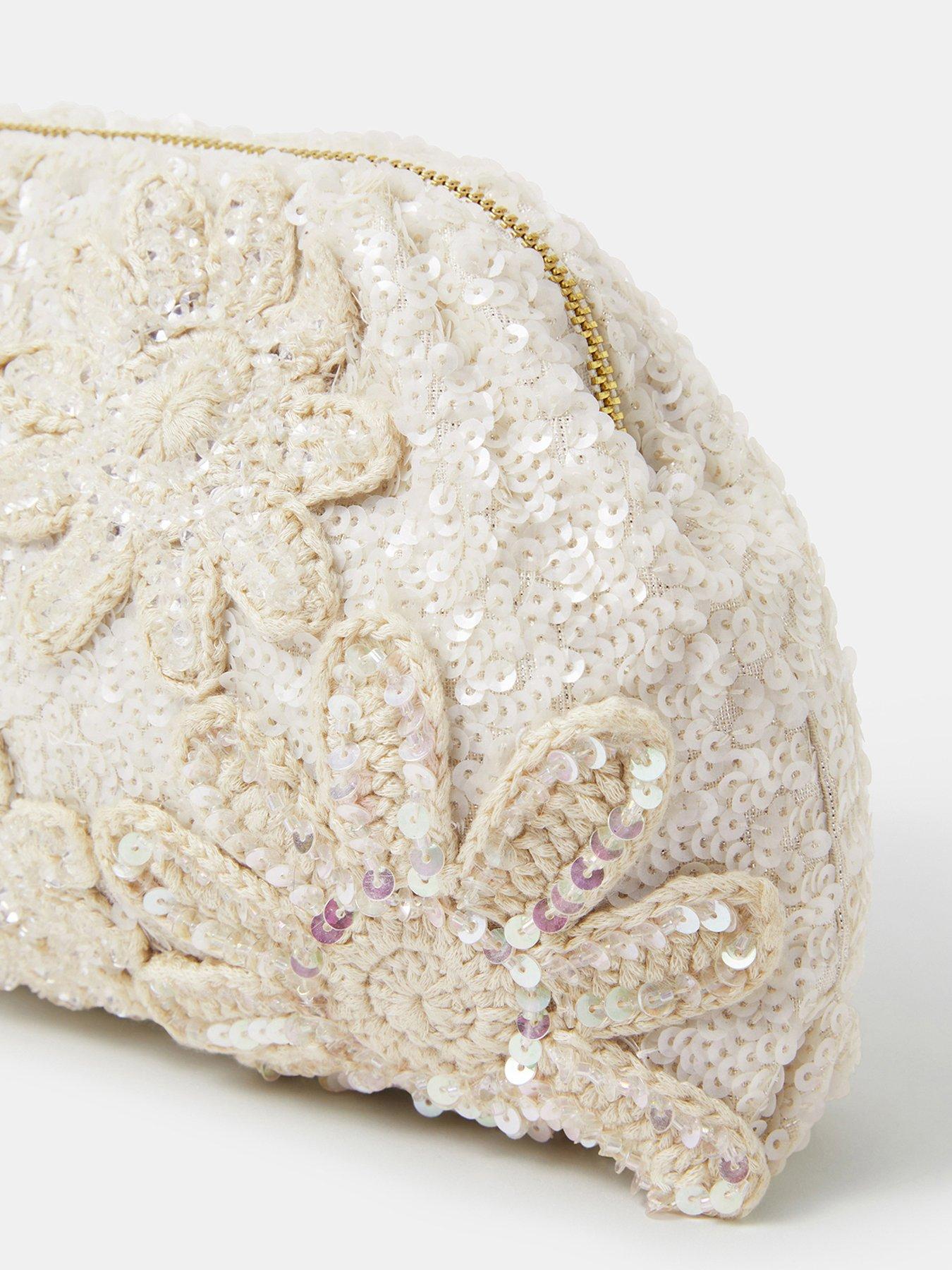  image of accessorize-macrame-sequin-clutch-bag