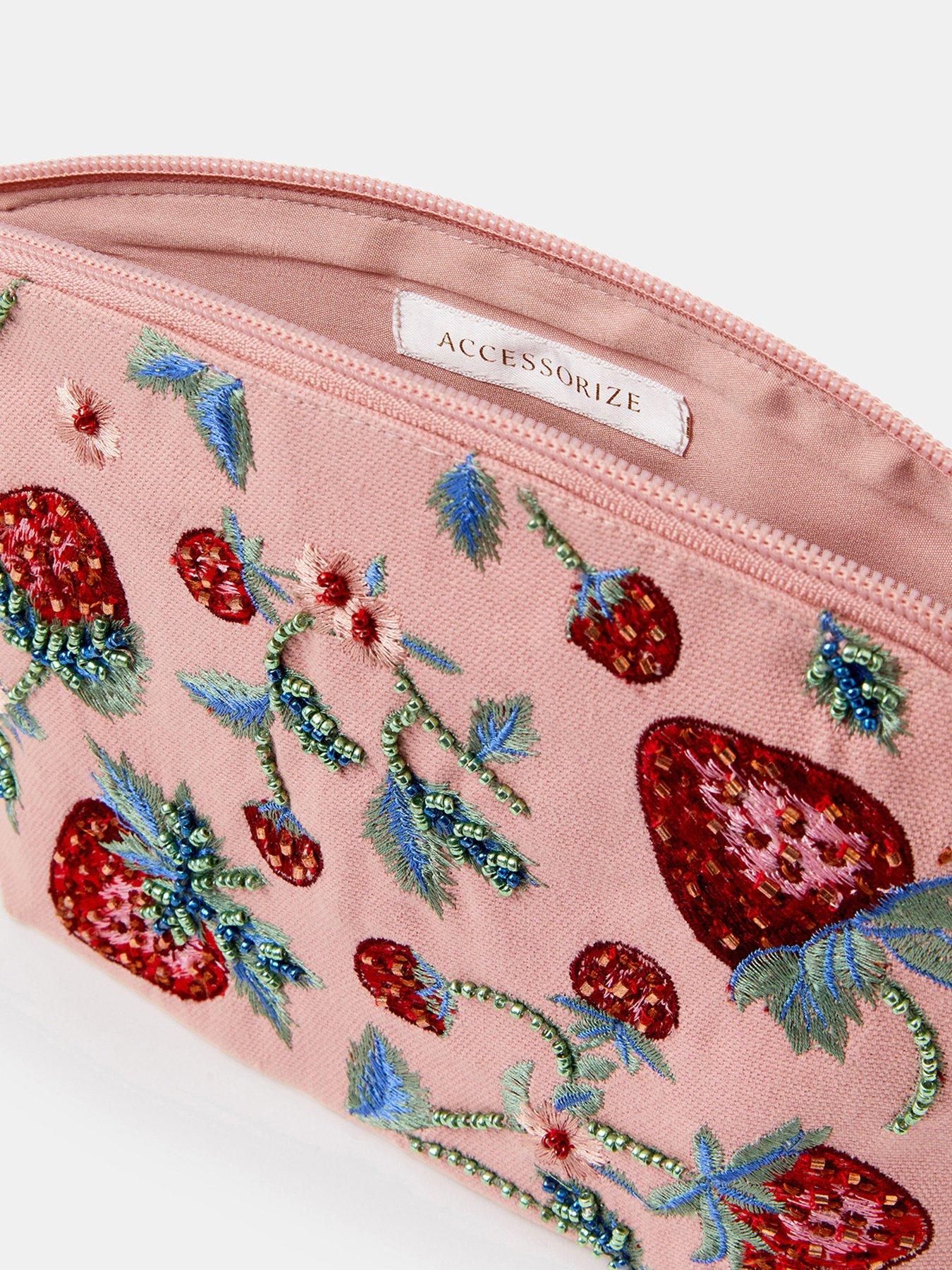 Image 3 of 3 of Accessorize Embellished Strawberry Make Up Bag