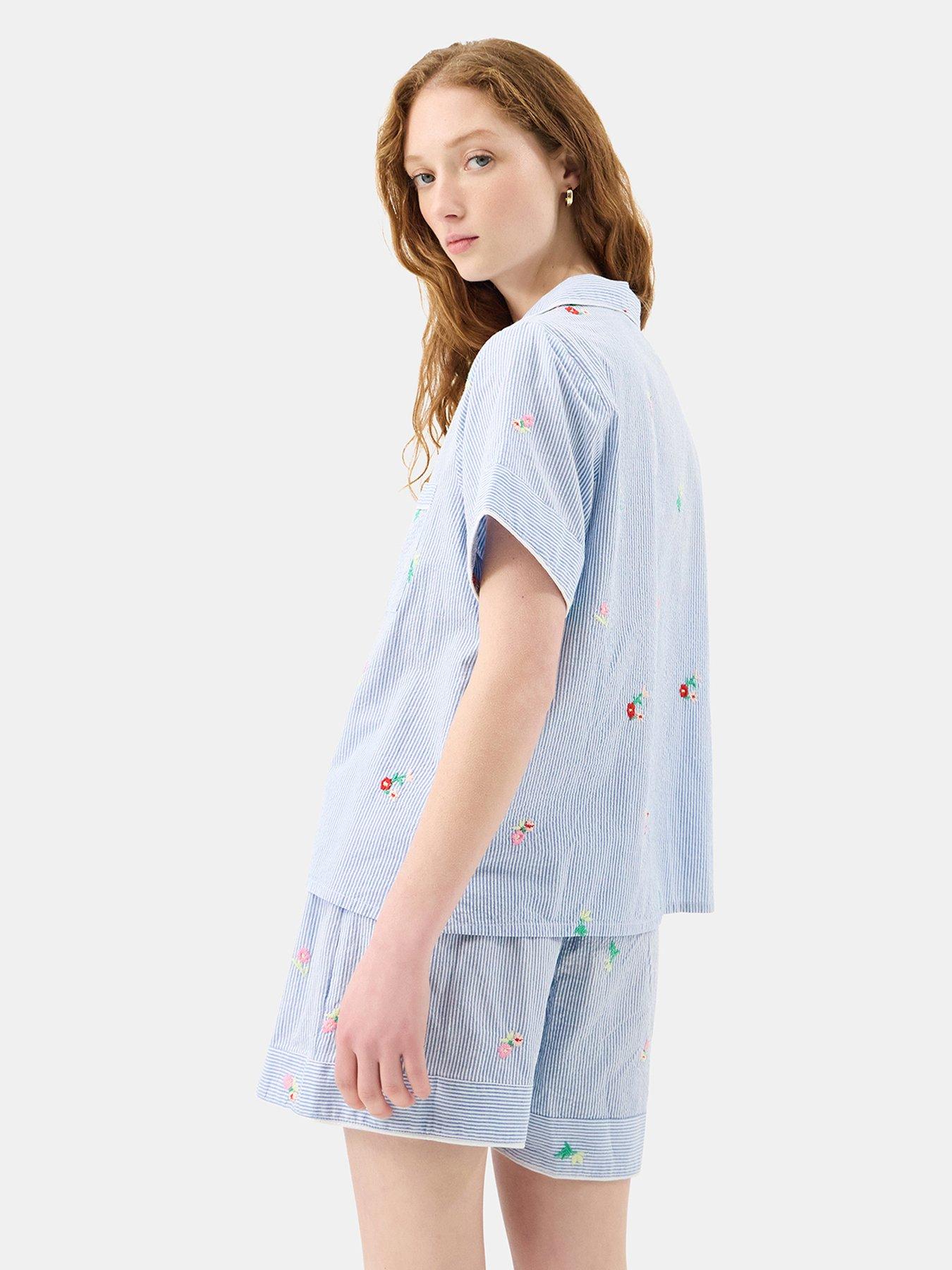 Image 2 of 4 of Accessorize Floral Stripe Short Pyjamas Set