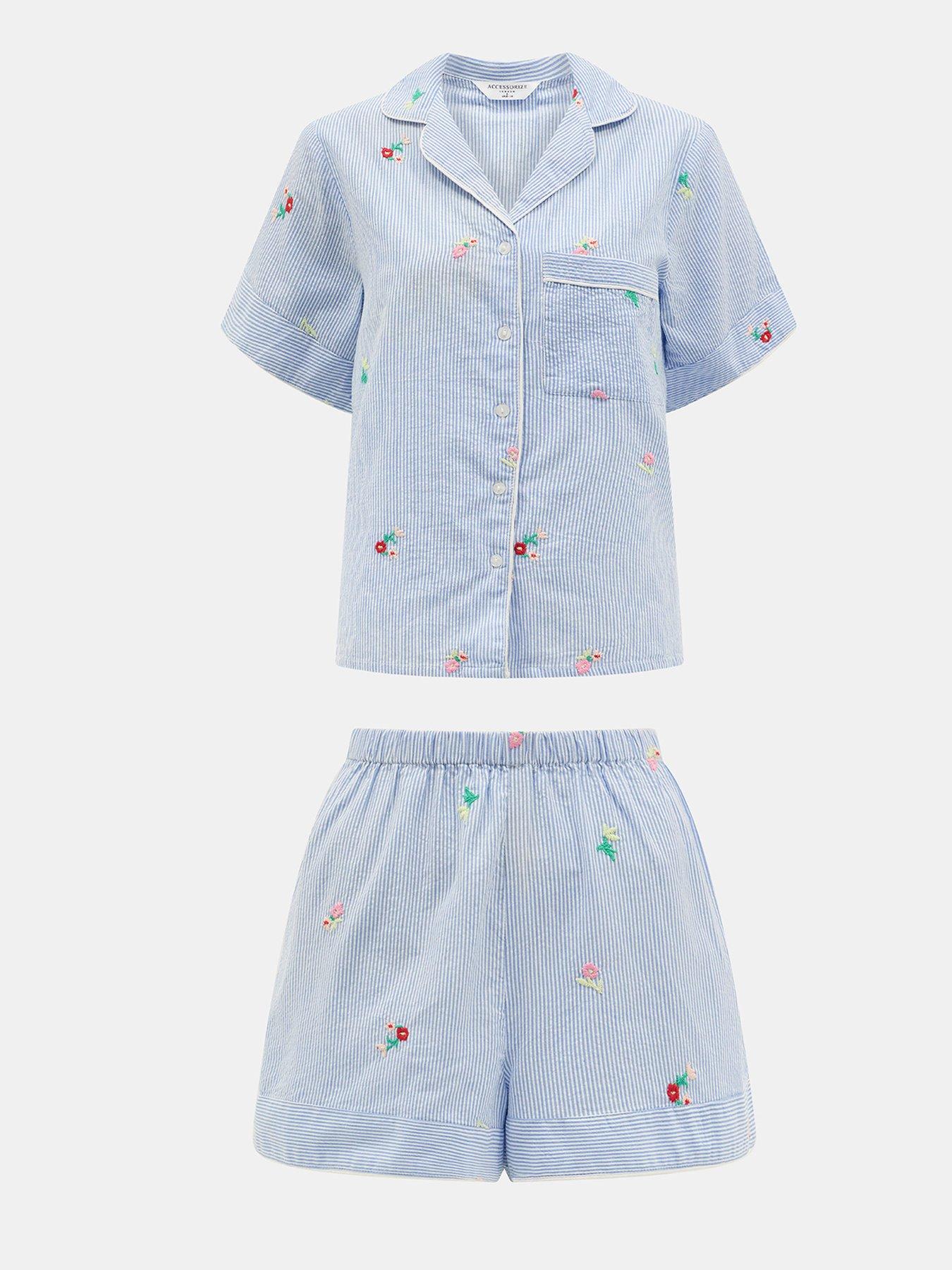 Image 4 of 4 of Accessorize Floral Stripe Short Pyjamas Set