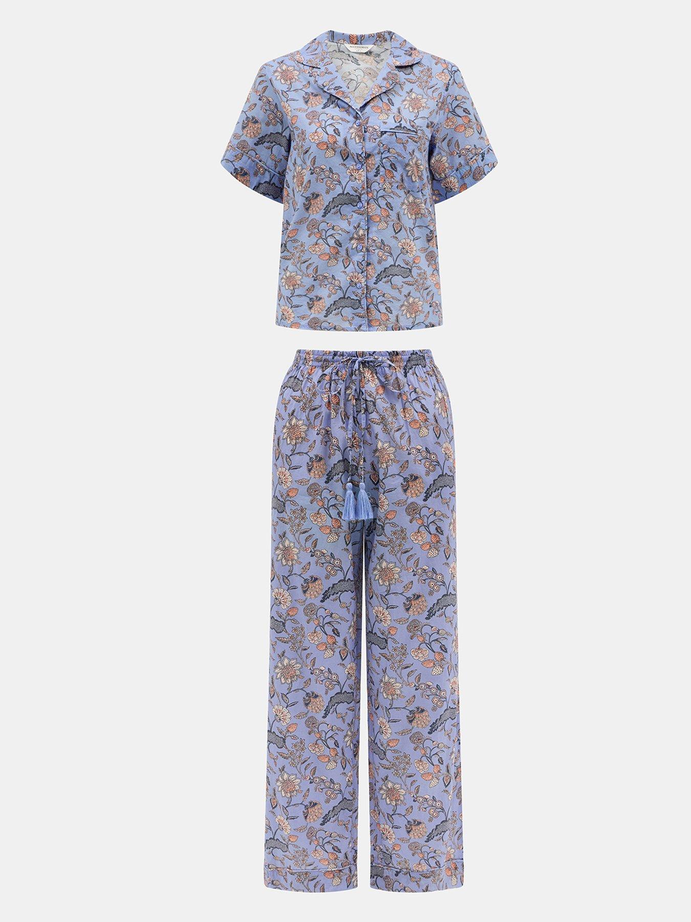 image of accessorize-floral-print-long-pyjamas-set
