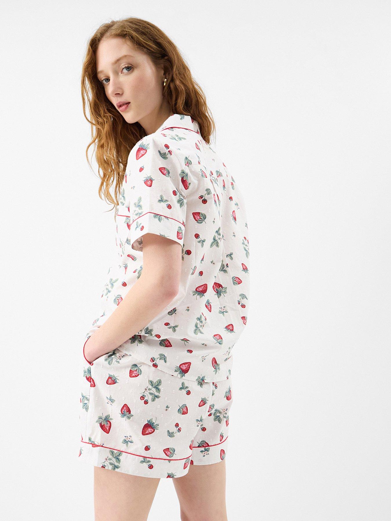 Image 2 of 4 of Accessorize Strawberry Print Short Pyjama Set