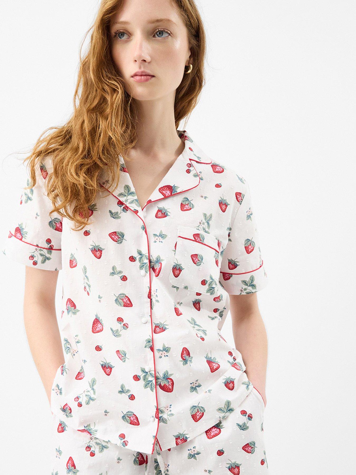 Image 3 of 4 of Accessorize Strawberry Print Short Pyjama Set