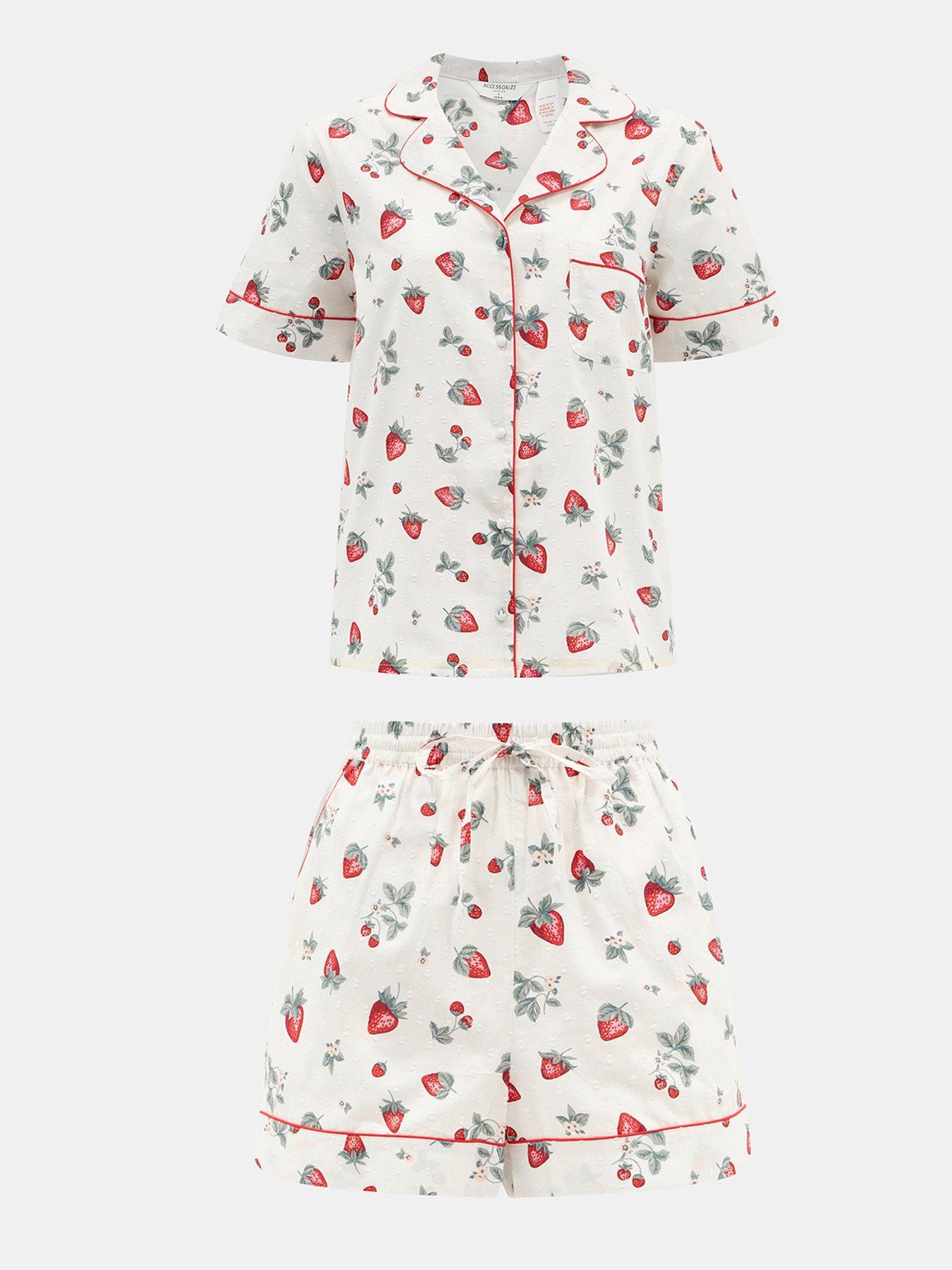 Image 4 of 4 of Accessorize Strawberry Print Short Pyjama Set