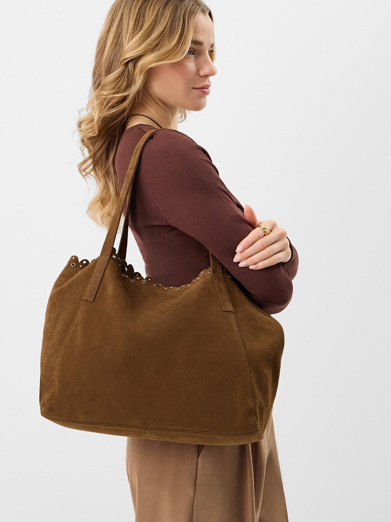 stillFront image of accessorize-eyelet-detail-suede-tote-bag