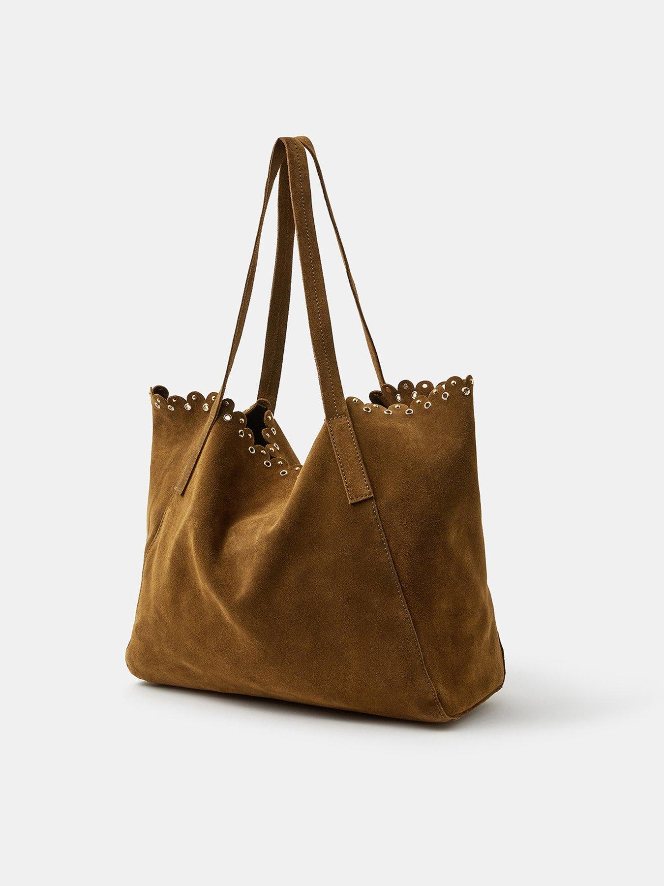  image of accessorize-eyelet-detail-suede-tote-bag
