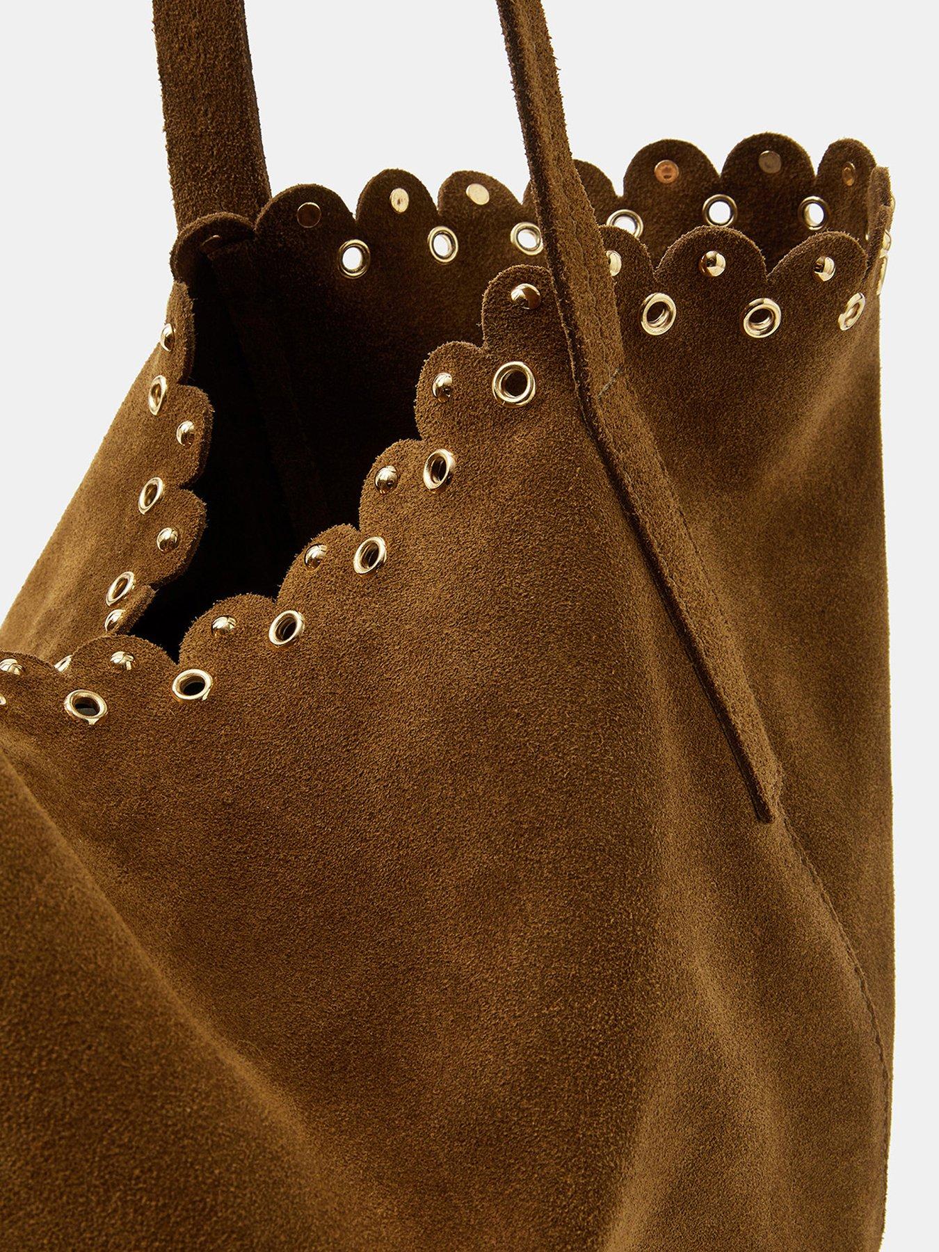  image of accessorize-eyelet-detail-suede-tote-bag