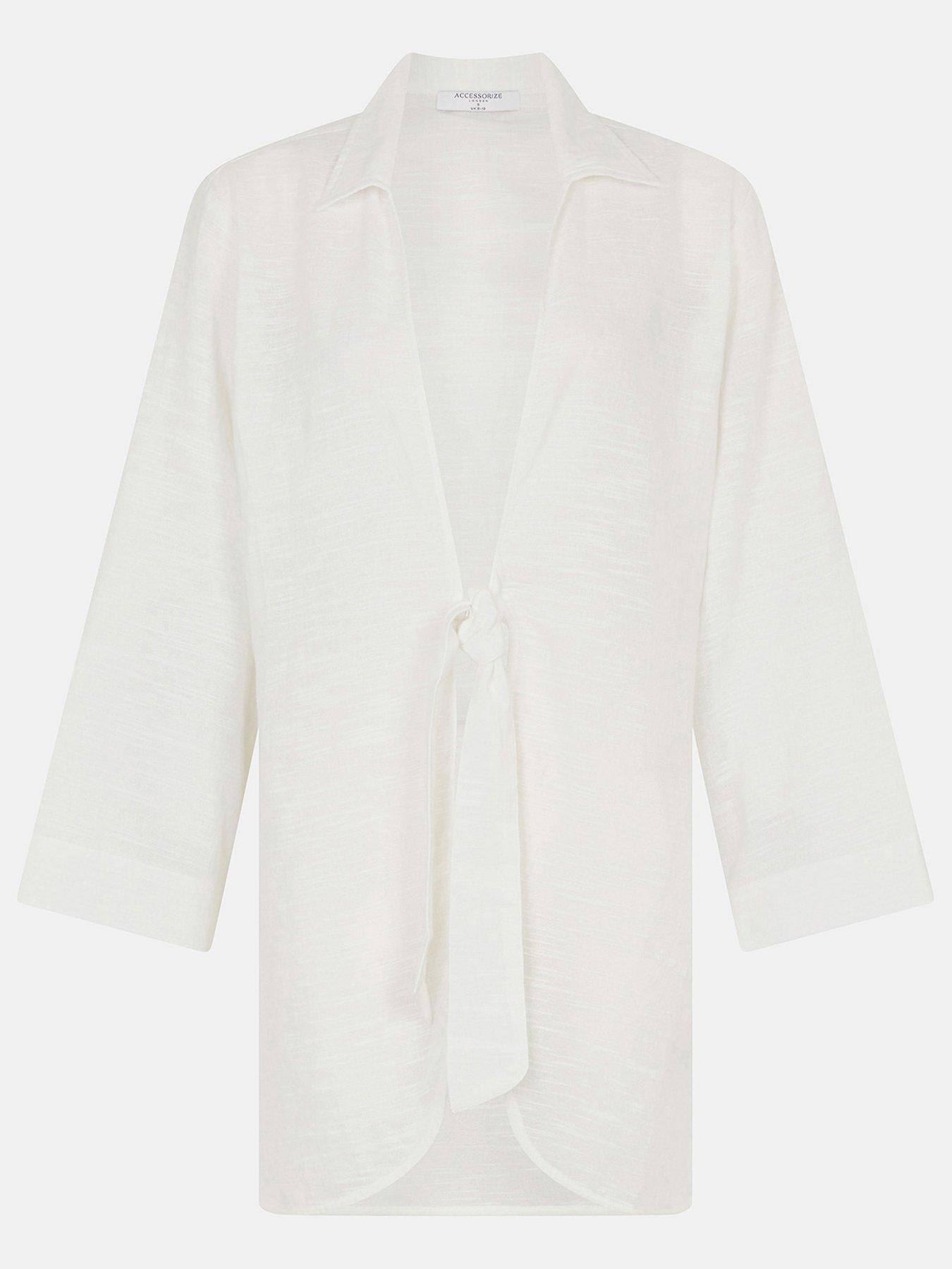  image of accessorize-tie-front-cotton-beach-shirt