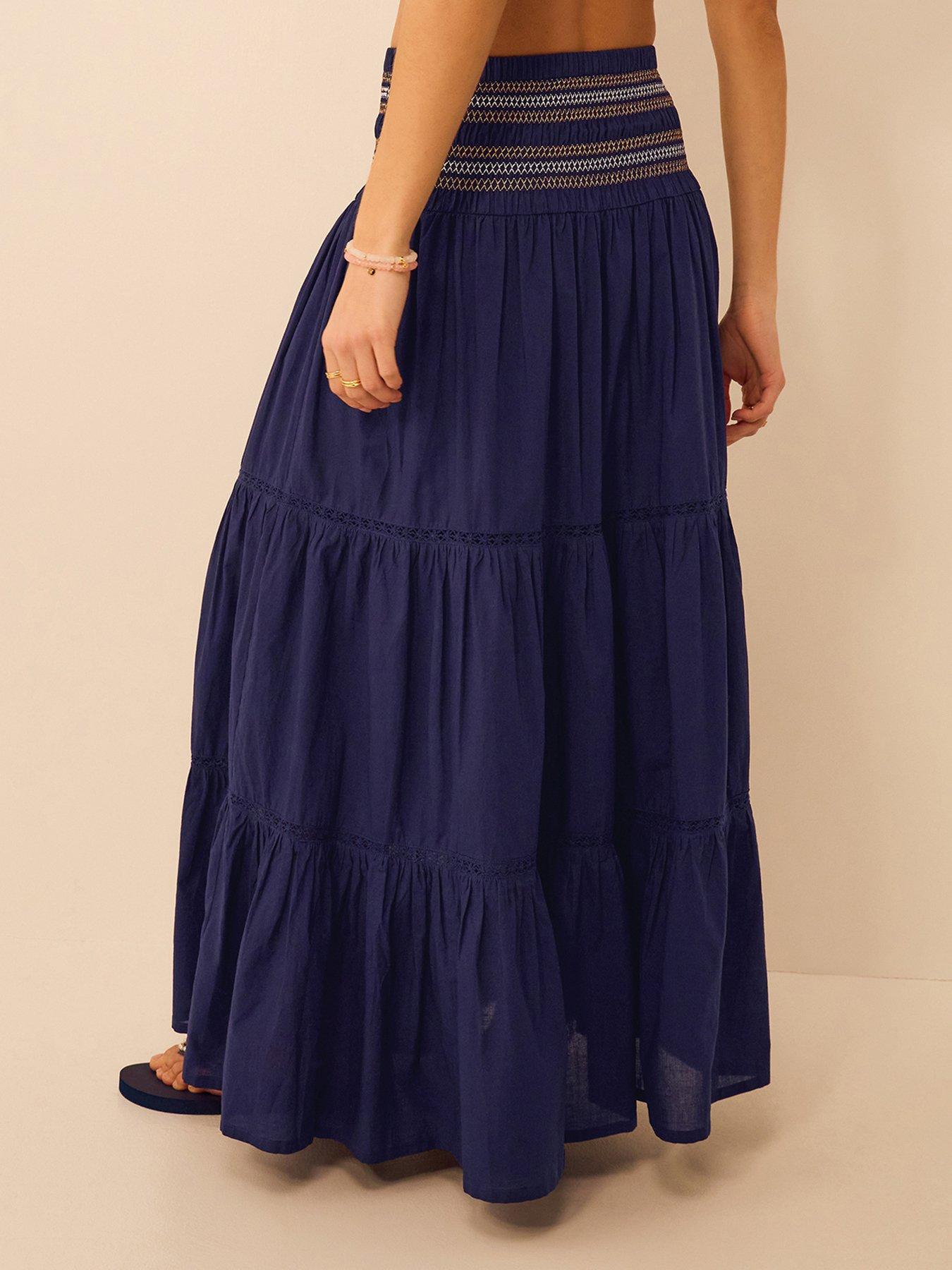 Image 2 of 5 of Accessorize Smocked Tiered Maxi Skirt