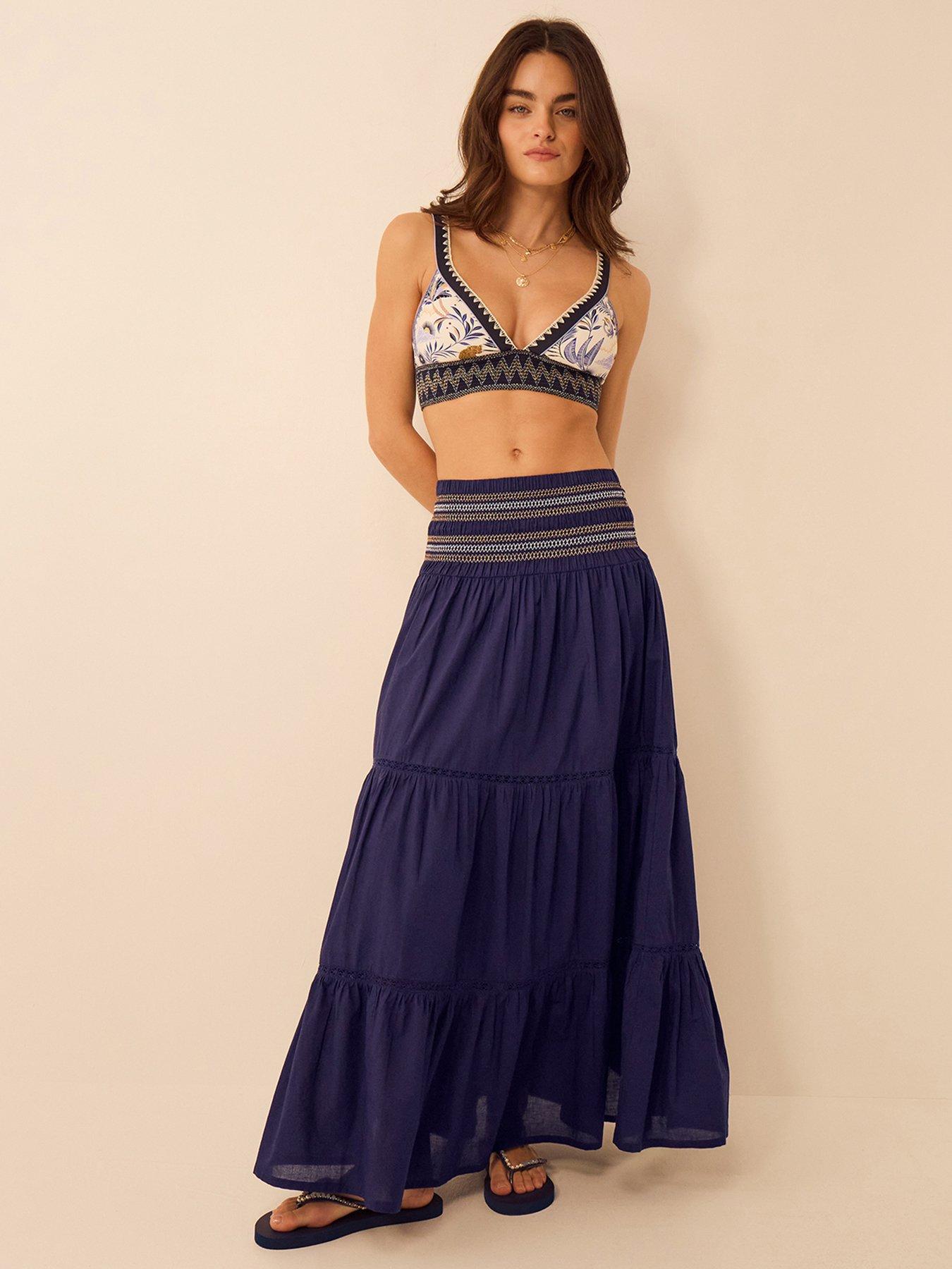 Image 3 of 5 of Accessorize Smocked Tiered Maxi Skirt
