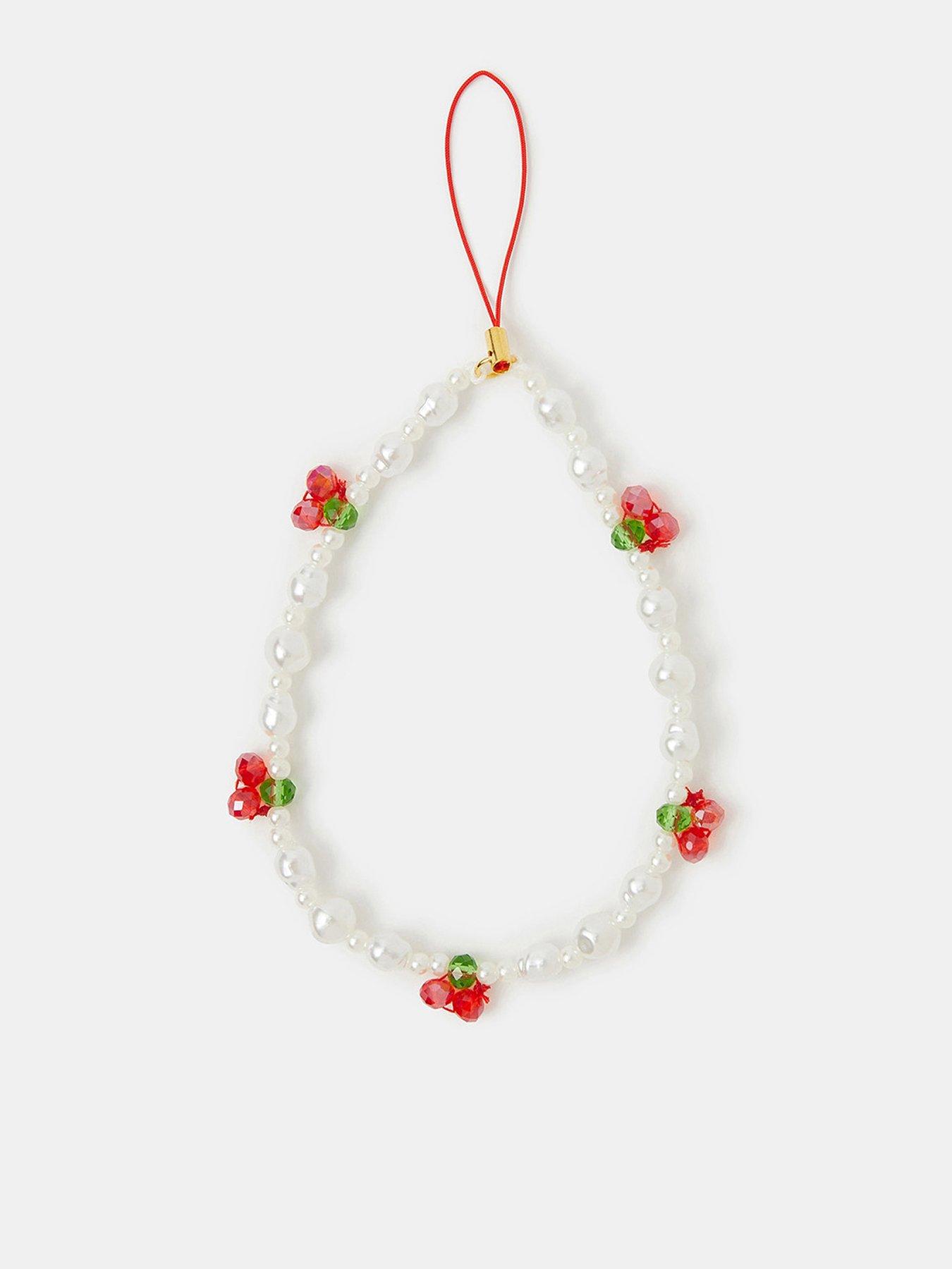 Accessorize Cherry Pearl Phone Charm