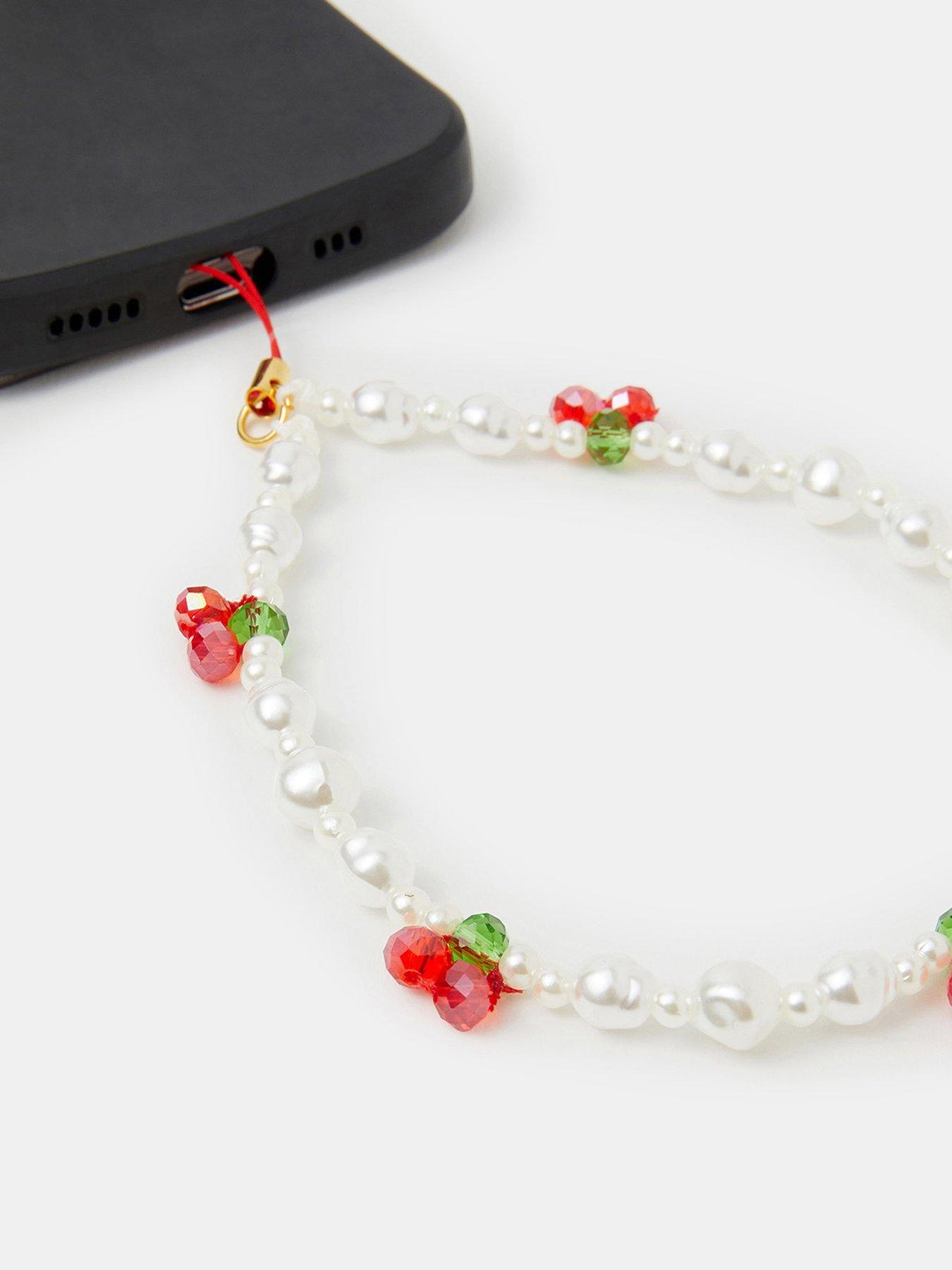  image of accessorize-cherry-pearl-phone-charm