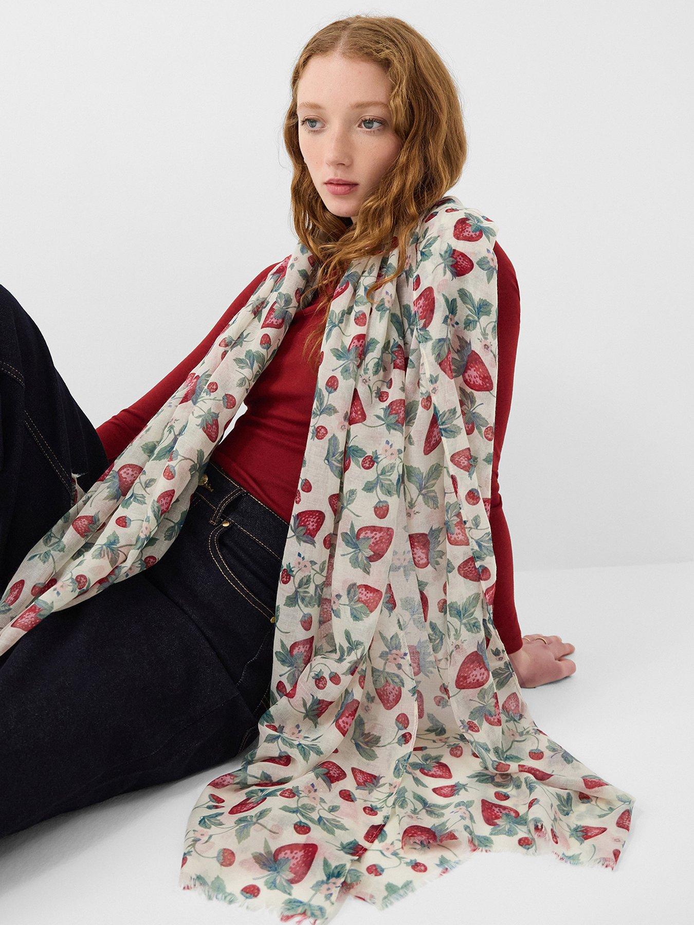 stillFront image of accessorize-lightweight-strawberry-print-scarf