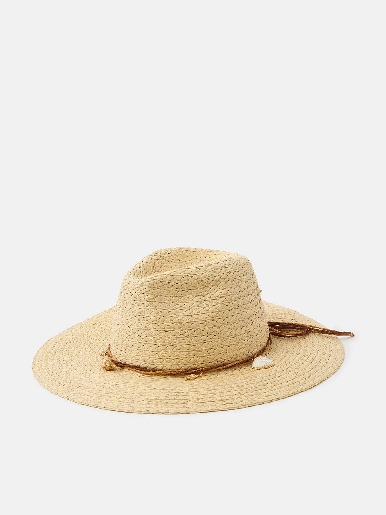 Accessorize Shell Charm Straw Fedora Hat