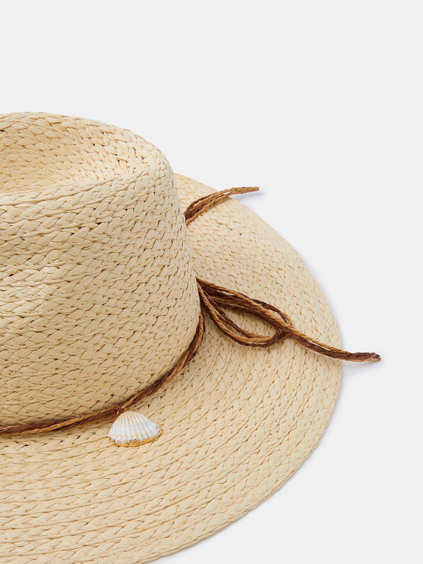  image of accessorize-shell-charm-straw-fedora-hat