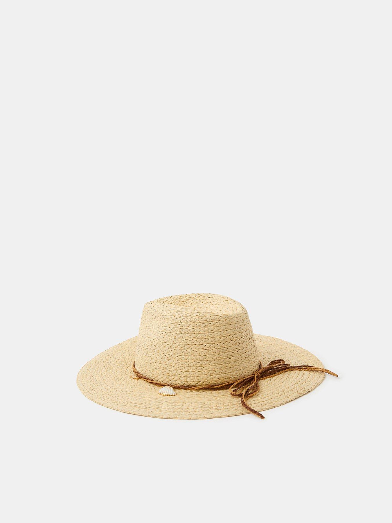  image of accessorize-shell-charm-straw-fedora-hat