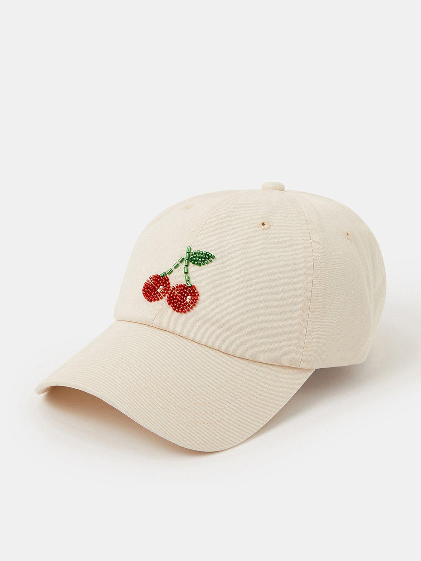 front image of accessorize-beaded-cherry-baseball-cap