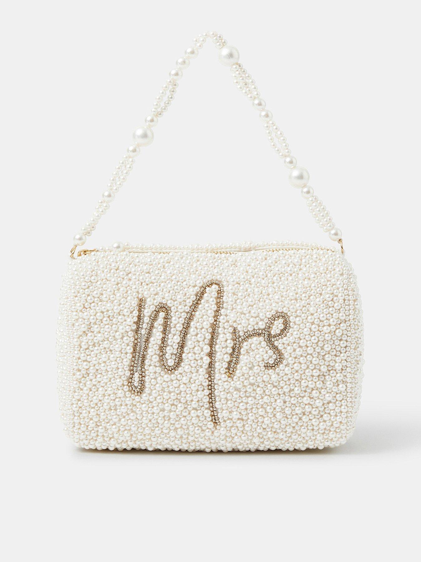  image of accessorize-mrs-beaded-pearl-handheld-bag